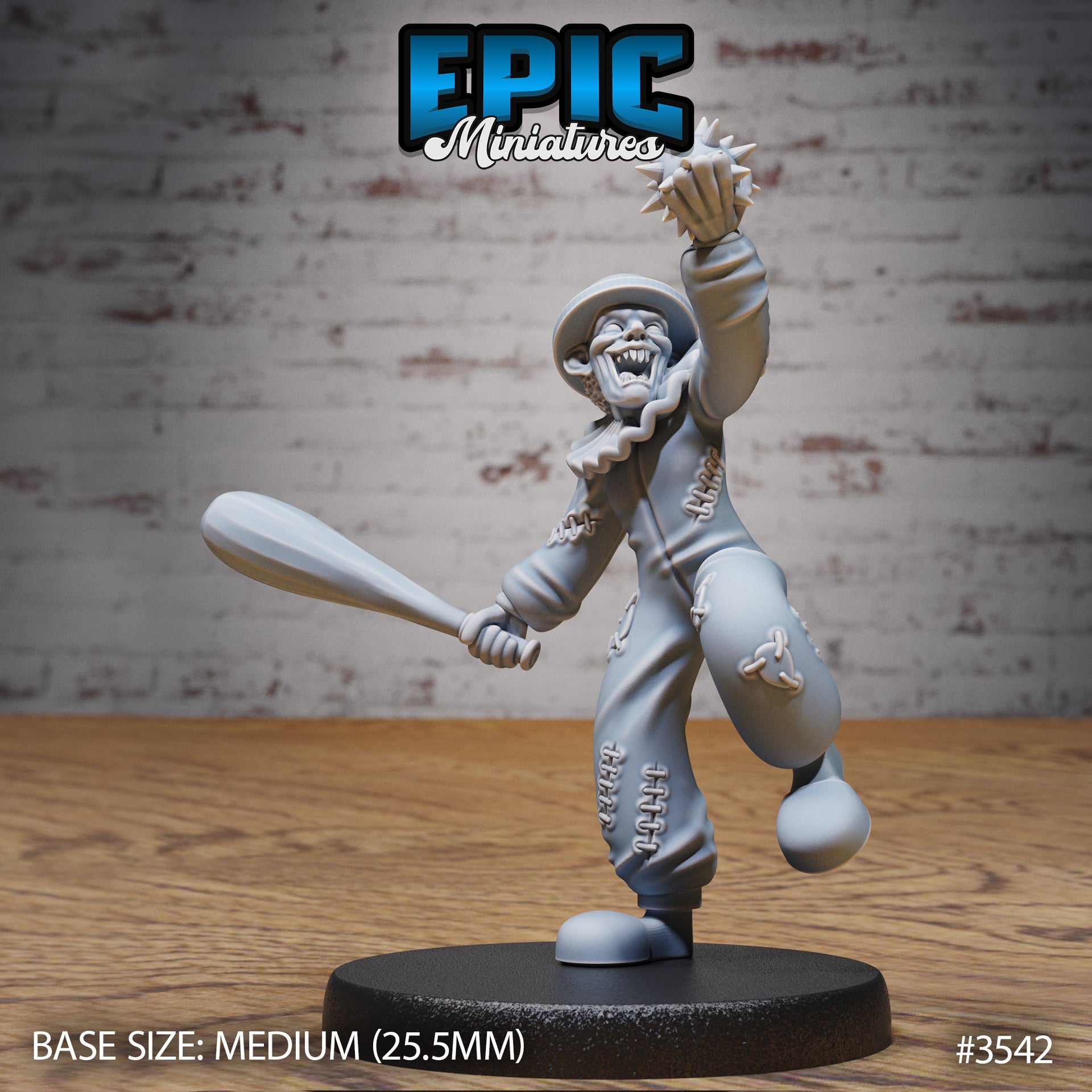 Horror Clown - Epic Miniatures | Ninth Age | 32mm | Nightsky Carnival | Circus | Big Top | Performer | Juggler | Accordion | Hammer