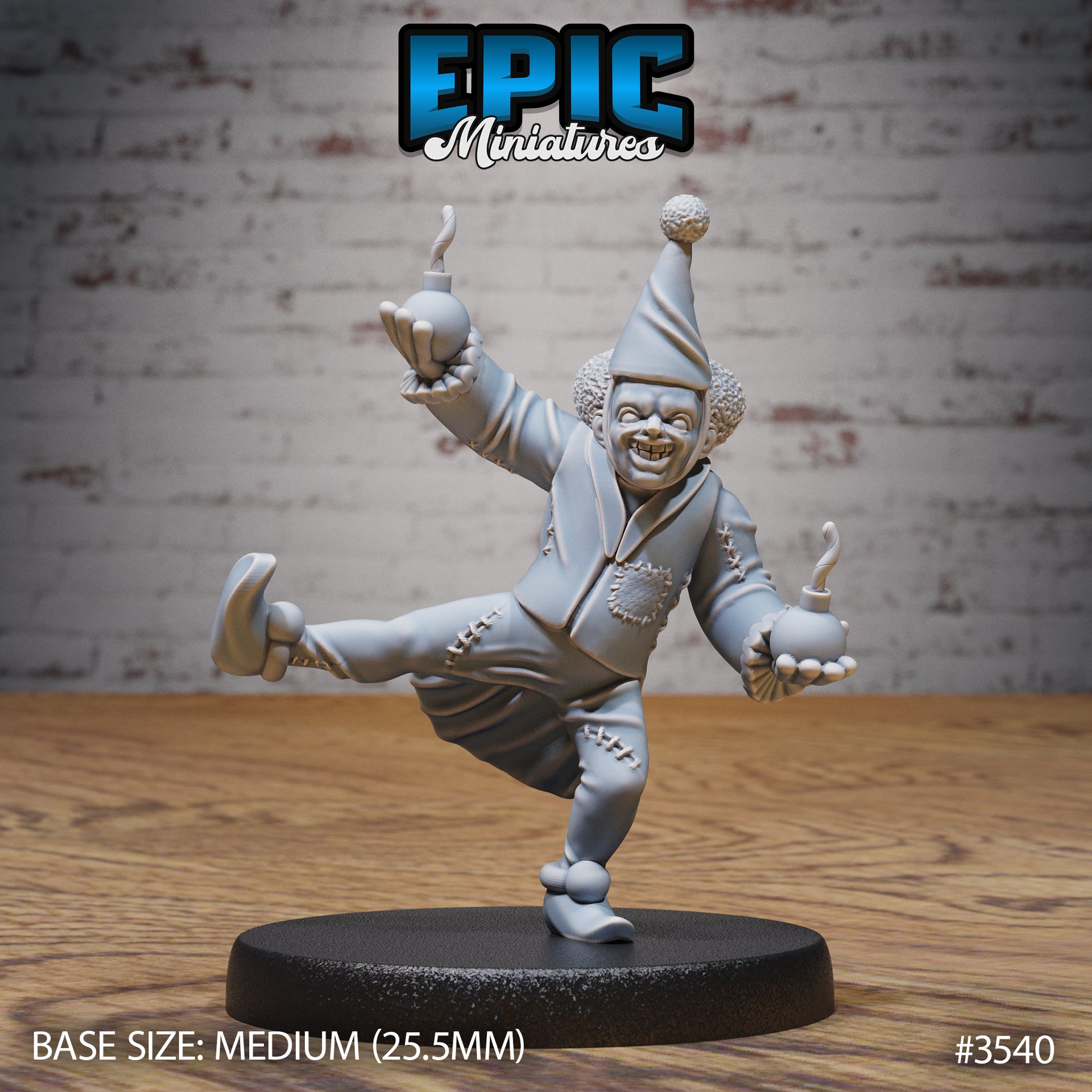 Horror Clown - Epic Miniatures | Ninth Age | 32mm | Nightsky Carnival | Circus | Big Top | Performer | Juggler | Accordion | Hammer