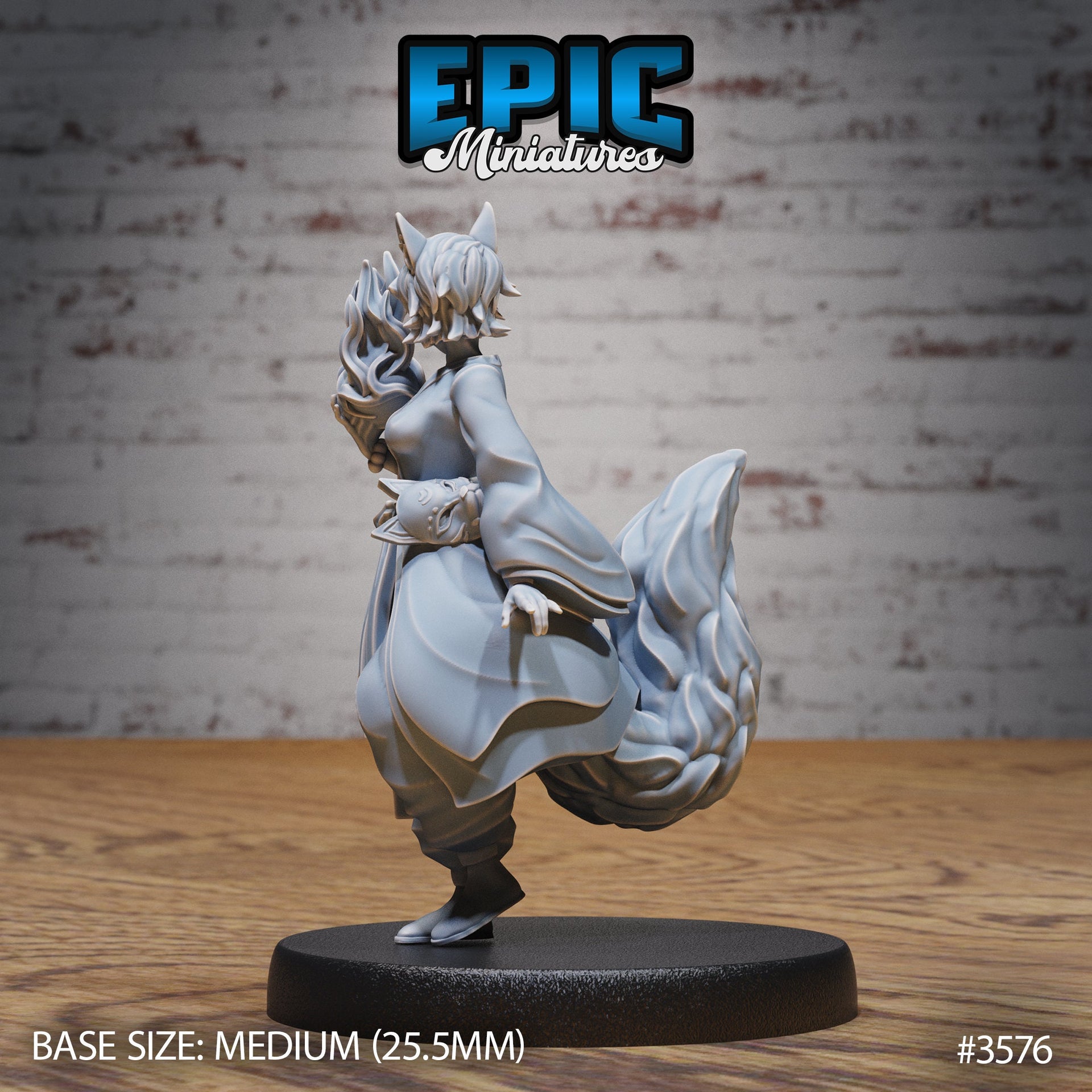 Kitsune Spirit Warrior - Epic Miniatures | Ninth Age | 32mm |Iron Fist Tournament | Swordsman | Monk | Fox