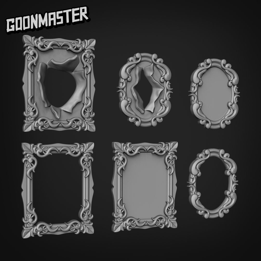 Fancy Frames - Goonmaster Basing Bits | Miniature | Wargaming | Roleplaying Games | 32mm | Picture Frame | Mirror | Portrait