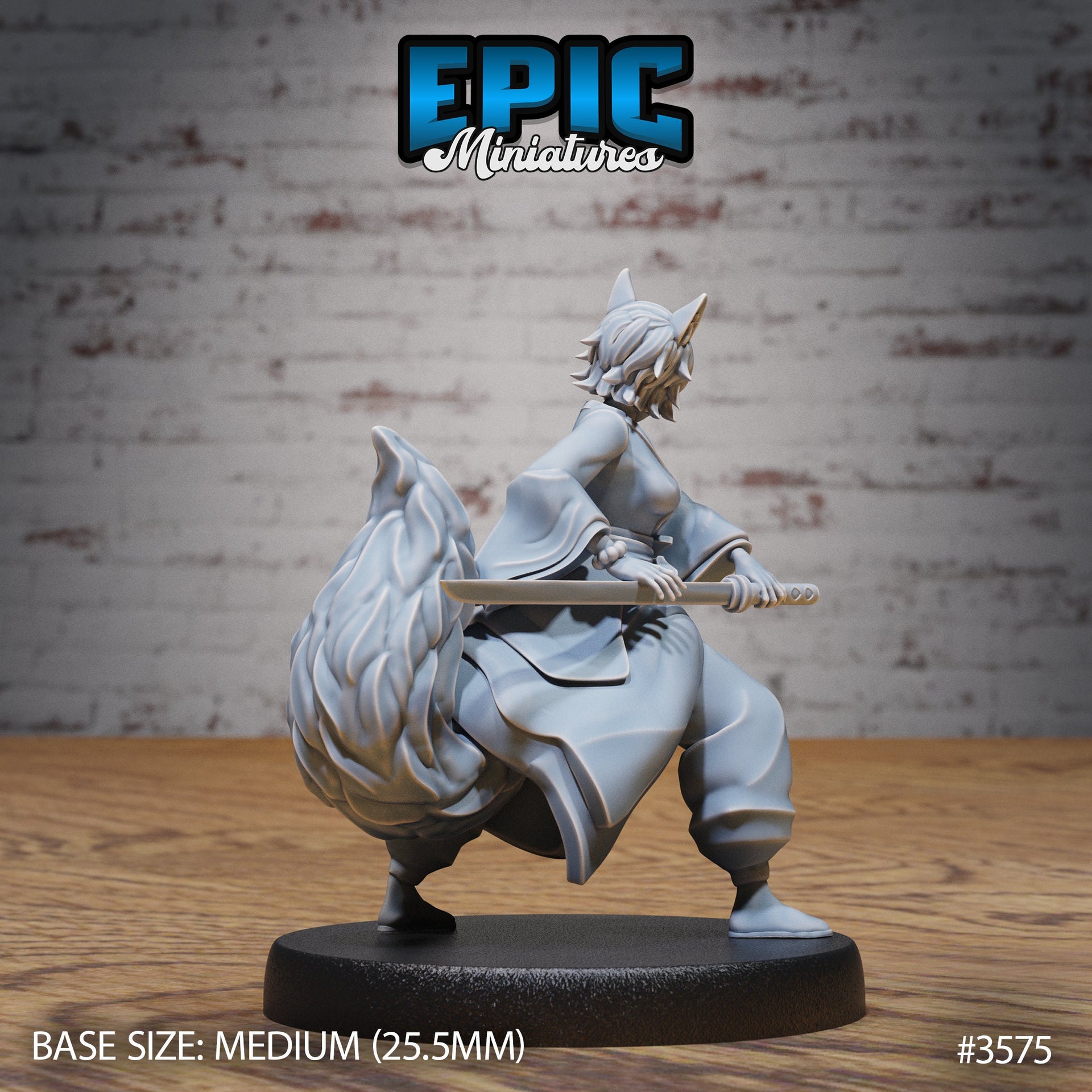 Kitsune Spirit Warrior - Epic Miniatures | Ninth Age | 32mm |Iron Fist Tournament | Swordsman | Monk | Fox