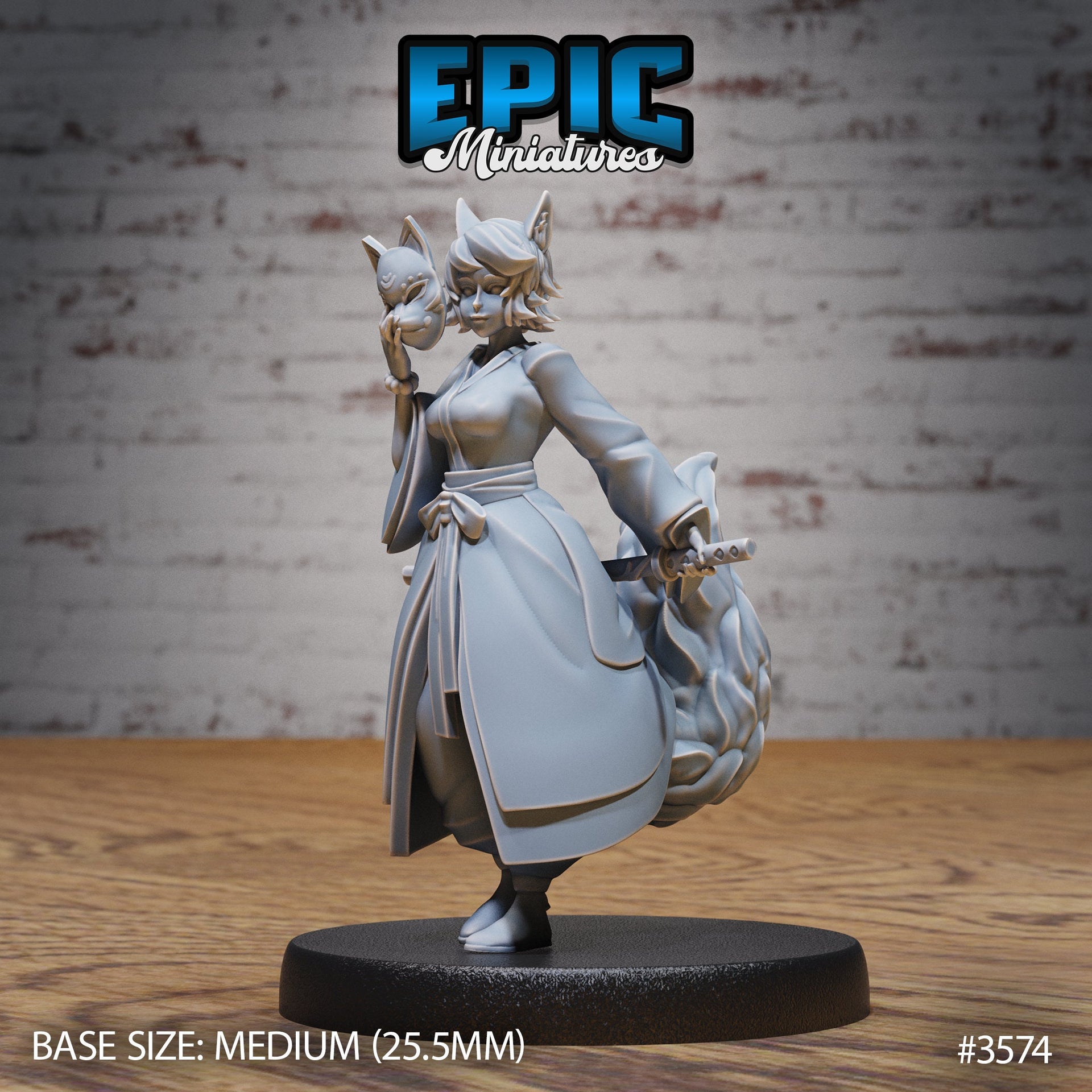 Kitsune Spirit Warrior - Epic Miniatures | Ninth Age | 32mm |Iron Fist Tournament | Swordsman | Monk | Fox