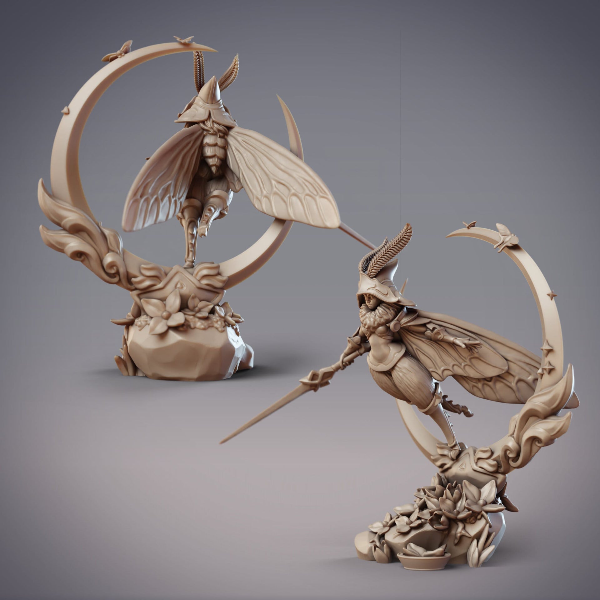 Noctuoidea Mage Anthyria, Mothfolk Sorcerer - CobraMode | Miniature | Wargaming | Roleplaying Games | 32mm | 54mm