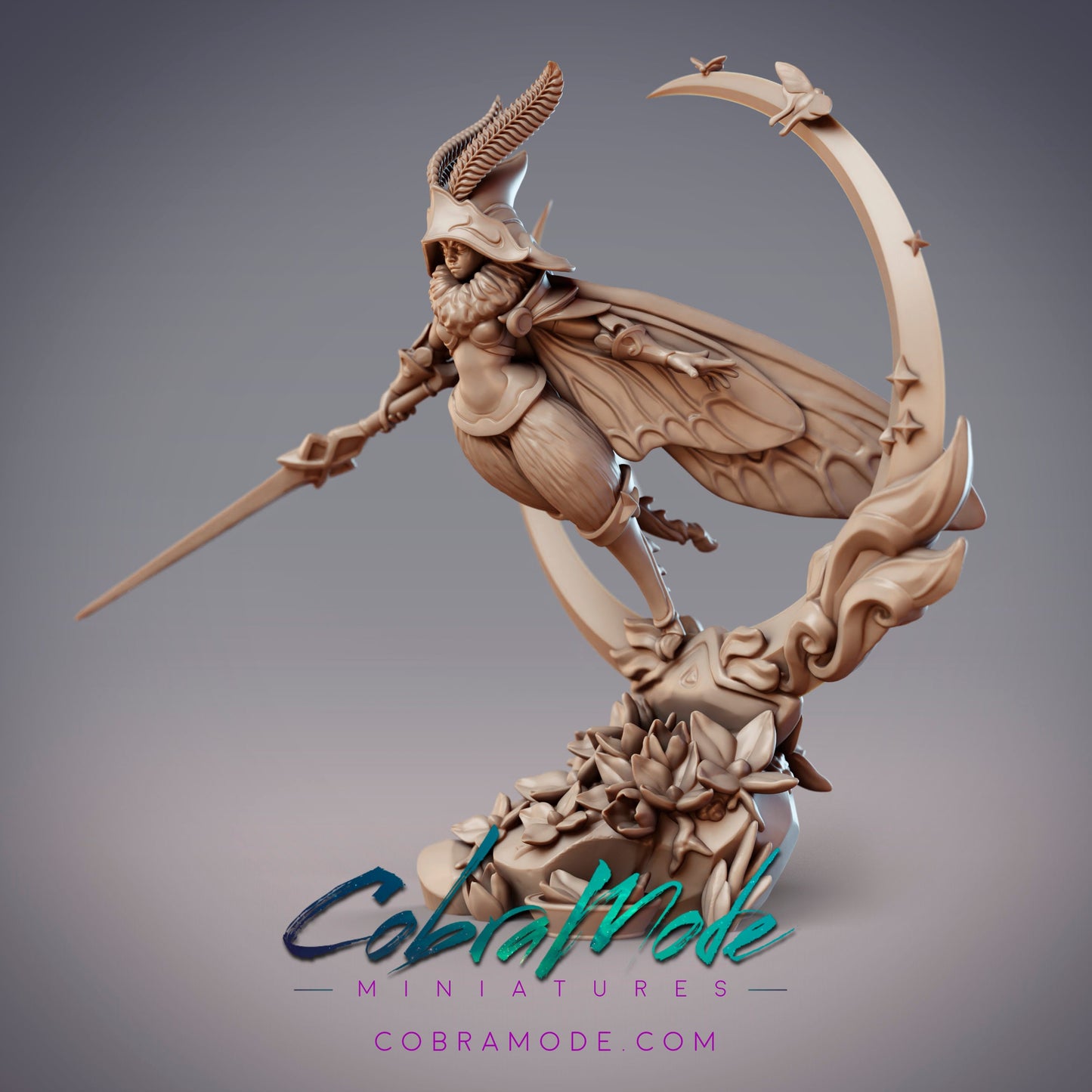 Noctuoidea Mage Anthyria, Mothfolk Sorcerer - CobraMode | Miniature | Wargaming | Roleplaying Games | 32mm | 54mm