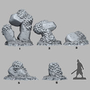 Grassy Rocks Scatter Terrain - Fantastic Plants and Rocks | Print Your Monsters | DnD | Wargaming | Moss