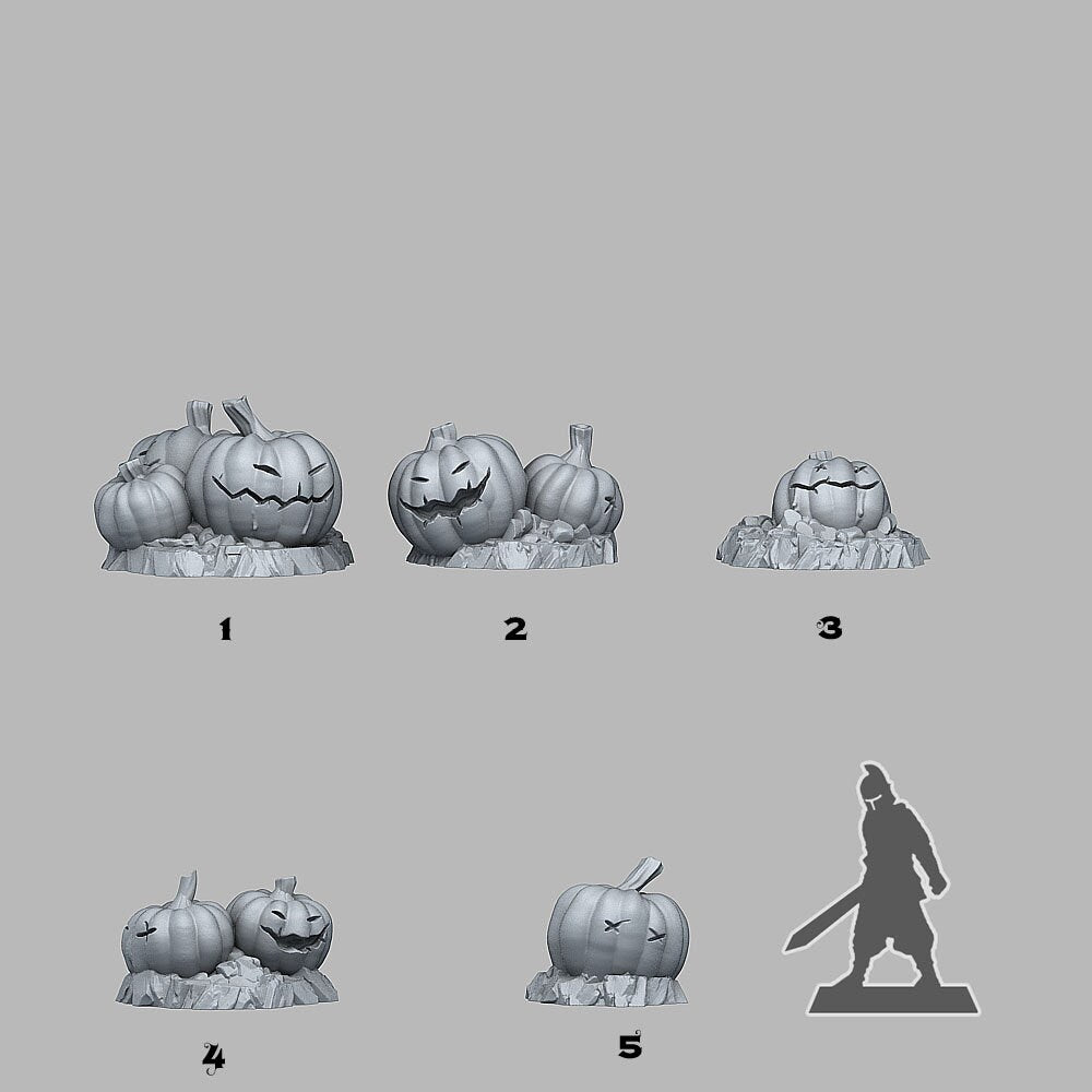 Halloween Pumpkins Scatter Terrainb - Fantastic Plants and Rocks | Print Your Monsters | DnD | Wargaming | Jack o Lantern
