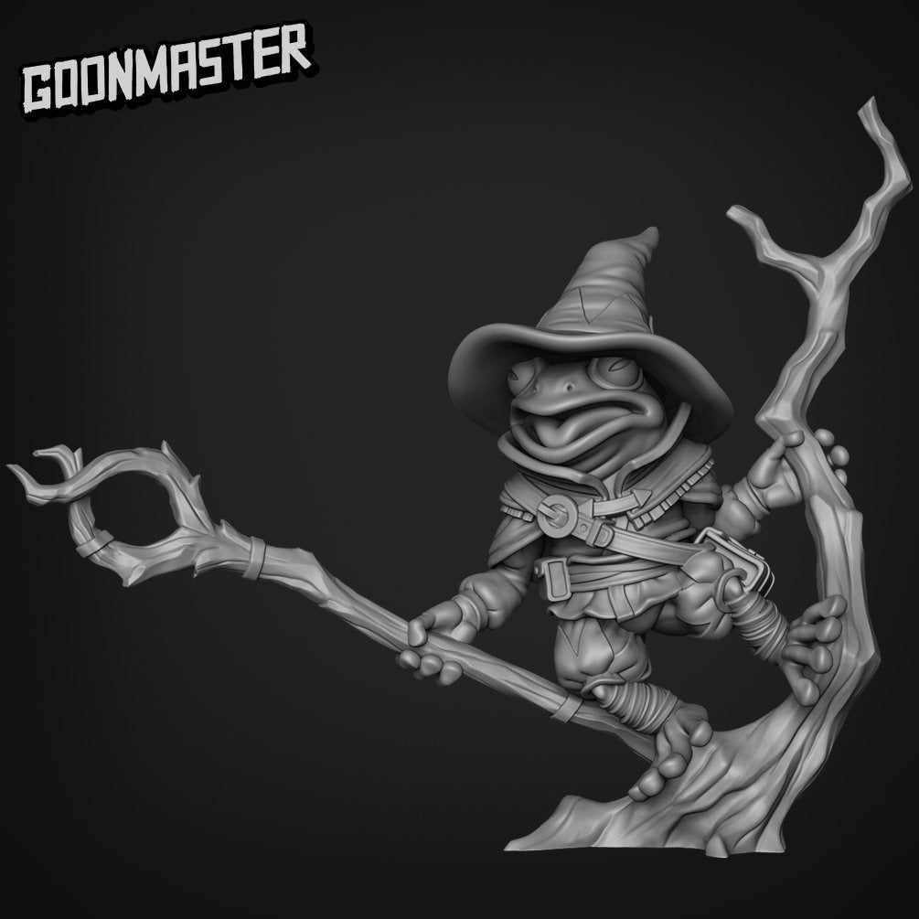 Frog Wizard - Goonmaster | Miniature | Wargaming | Roleplaying Games | 32mm | bullywug | Sorcerer | Mage