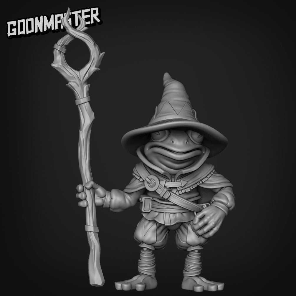 Frog Wizard - Goonmaster | Miniature | Wargaming | Roleplaying Games | 32mm | bullywug | Sorcerer | Mage