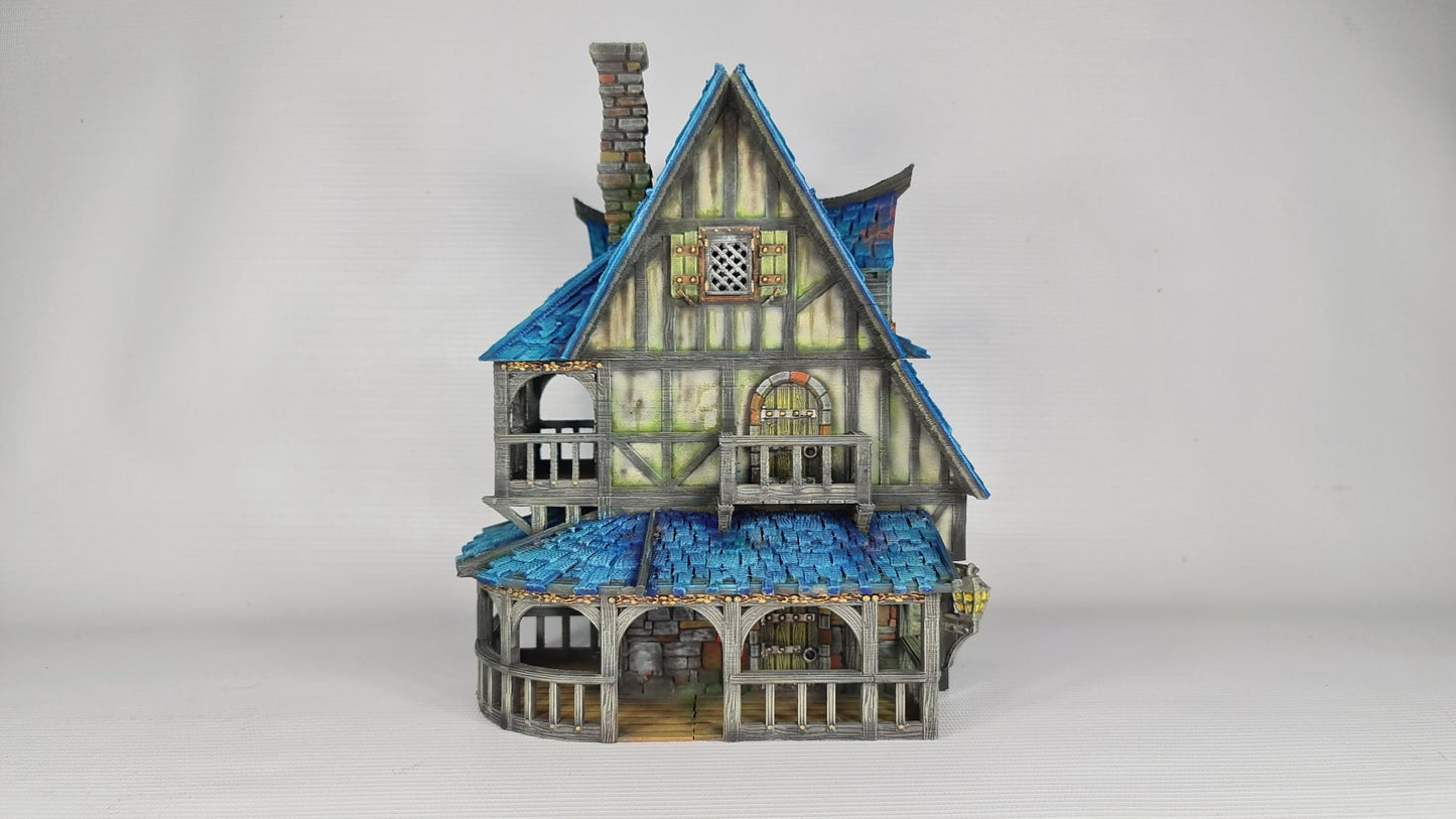 The Cobalt Dragon - 3DP4U Medieval Town | Miniature | Wargaming | Roleplaying Games | 32mm | Inn | Playable | Filament | 3d printed