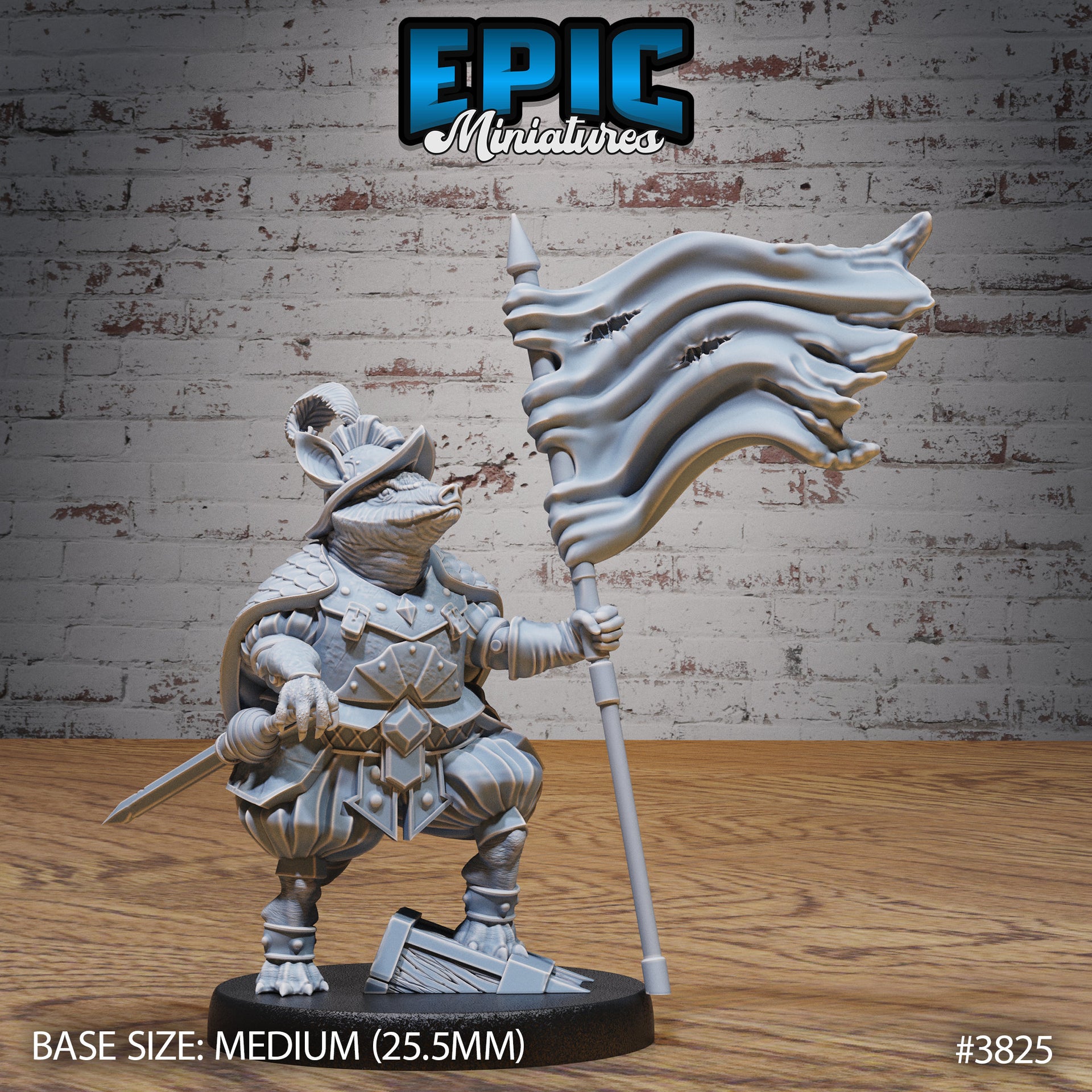 Armadillo Conquistador - Epic Miniatures | New World Conquest | 28mm | 32mm | Armadillo Folk | Spanish | Standard Bearer | Treasure