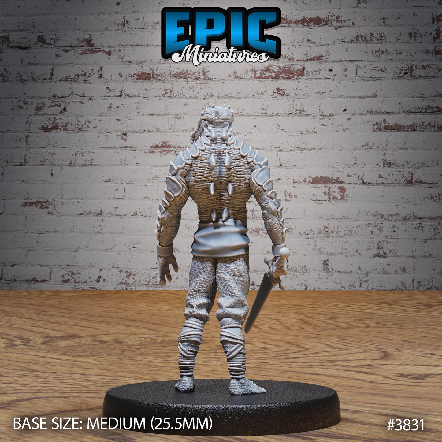 Crocodile Folk Warrior - Epic Miniatures | New World Conquest | 28mm | 32mm | Lizardfolk | Barbarian | Fighter