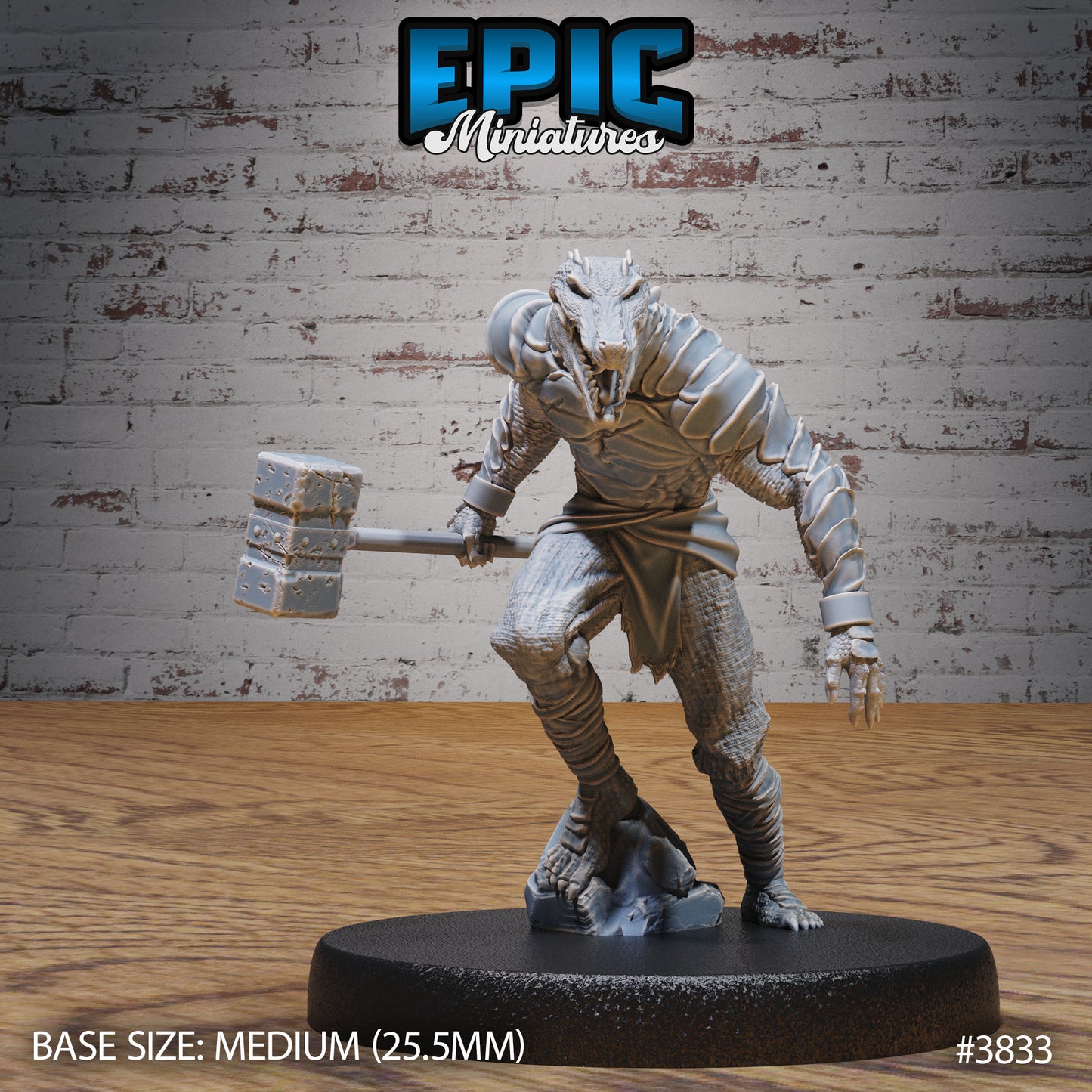 Crocodile Folk Warrior - Epic Miniatures | New World Conquest | 28mm | 32mm | Lizardfolk | Barbarian | Fighter