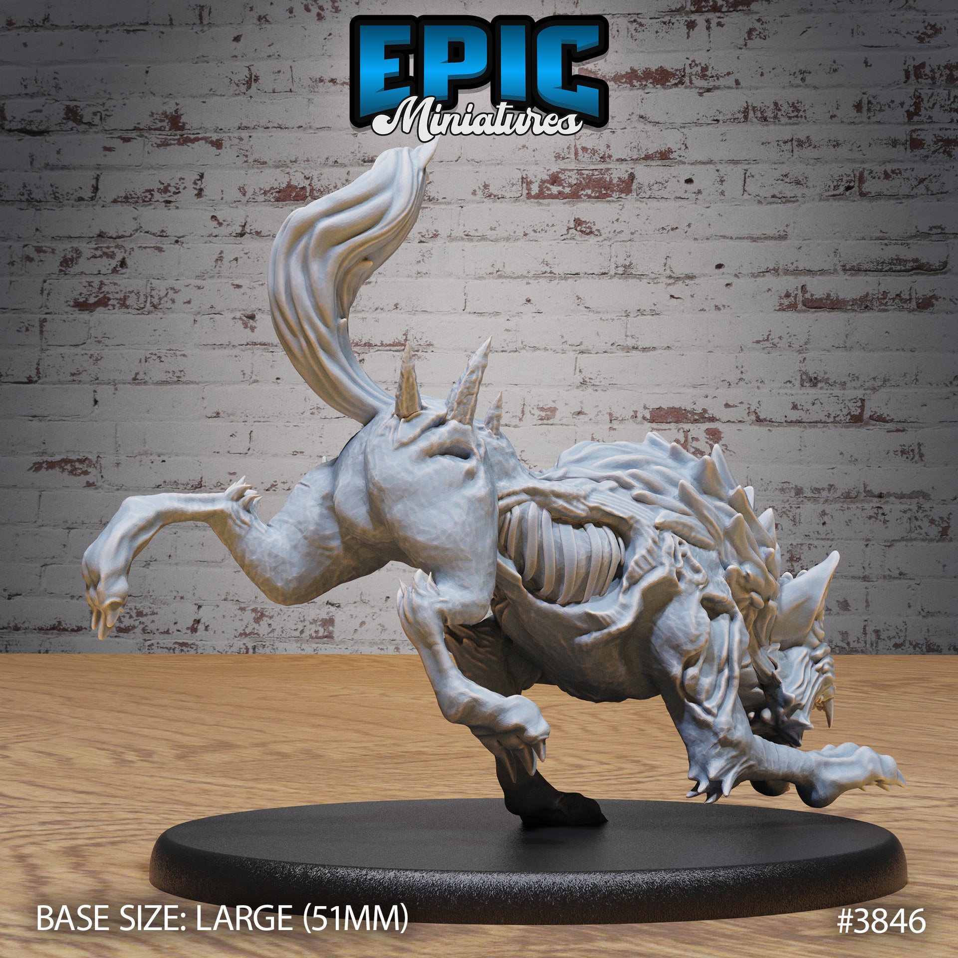 Undead Dire Wolf - Epic Miniatures | Gruesome Graveyard | 28mm | 32mm | Zombie | Skeleton | Rotting