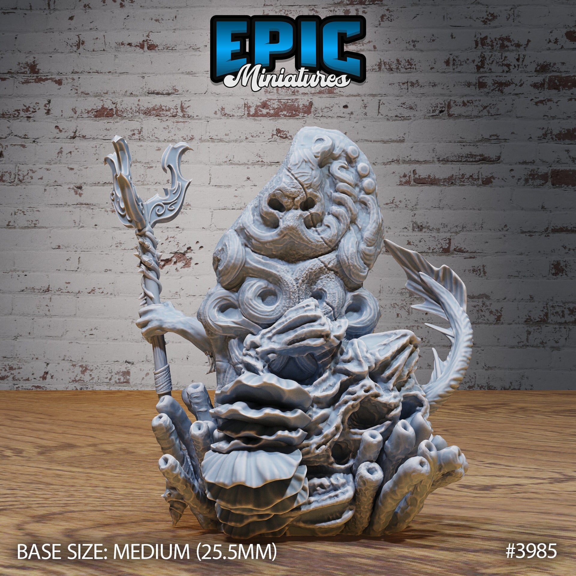 Merfolk Champion - Epic Miniatures | 32mm | Sinister Harbor | Fighter | Warrior | Lord | Anglerfish Mount