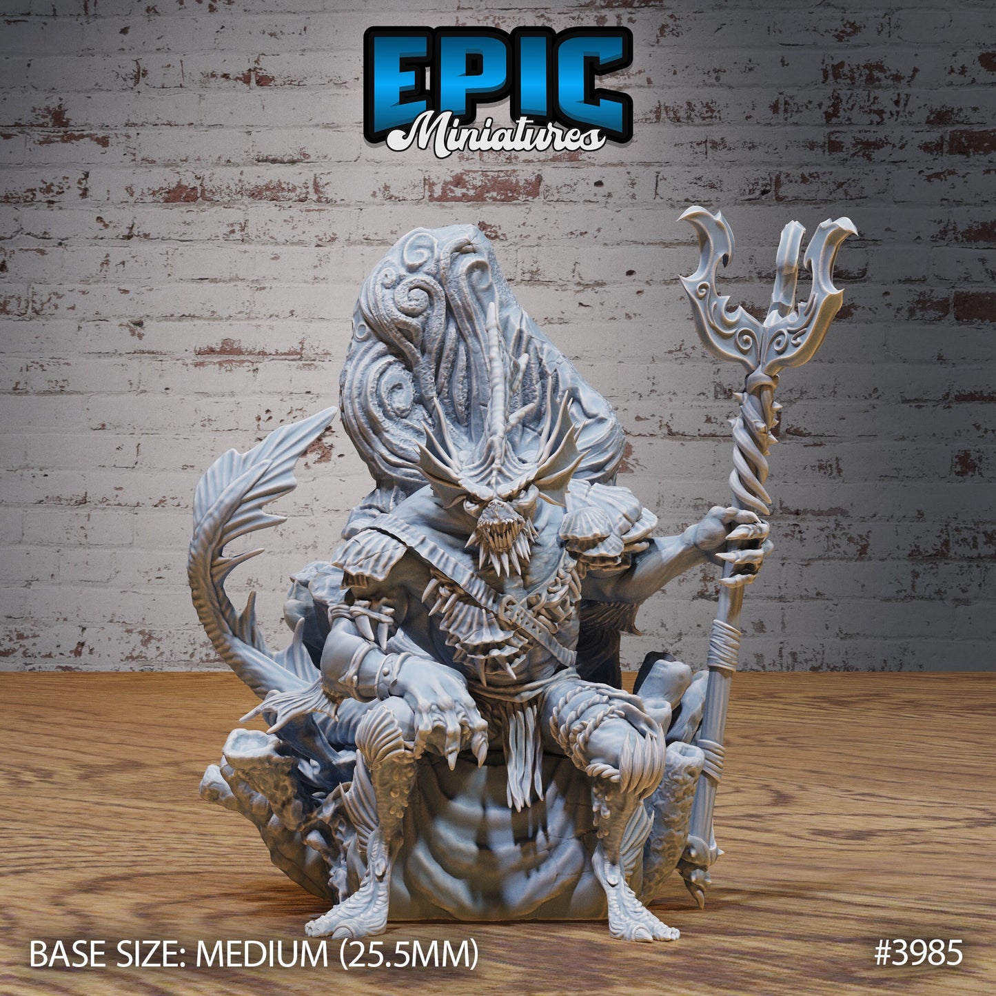 Merfolk Champion - Epic Miniatures | 32mm | Sinister Harbor | Fighter | Warrior | Lord | Anglerfish Mount