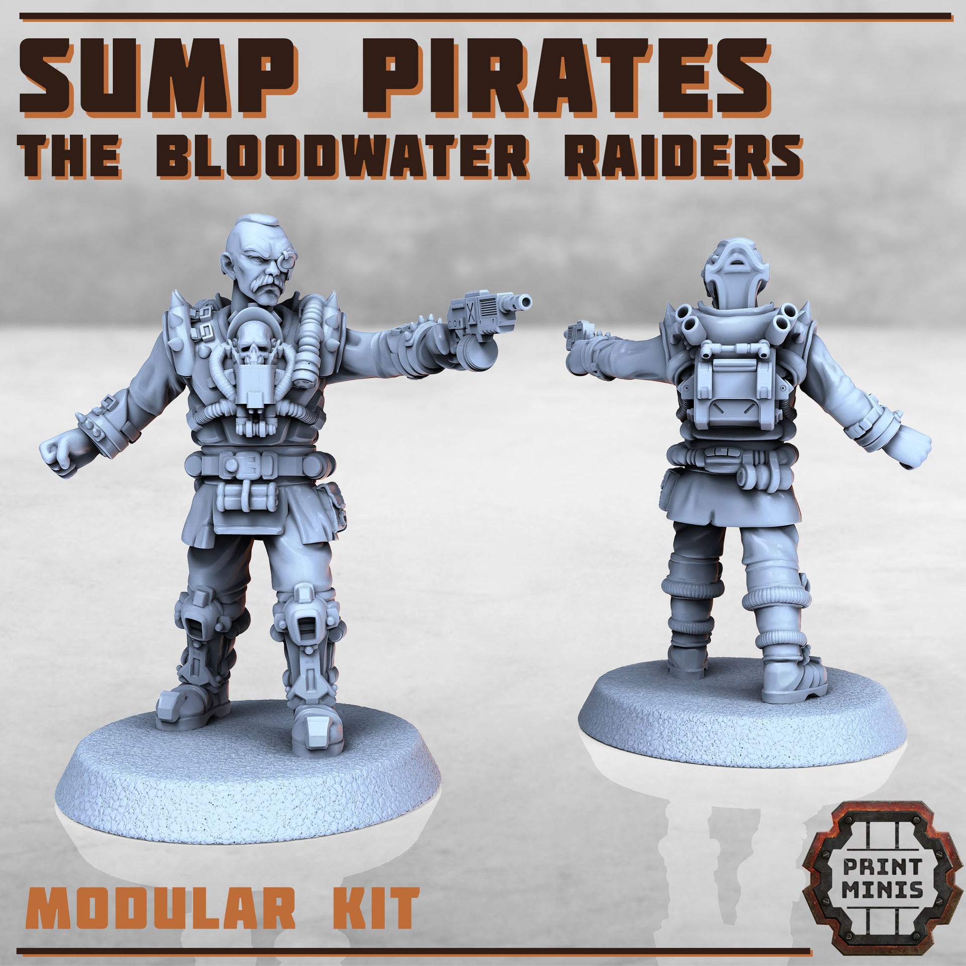 Sump Pirates, Modular Wasteland Gang - Print Minis | Sci Fi | Light Infantry | 28mm Heroic | Apocalypse | Bandits