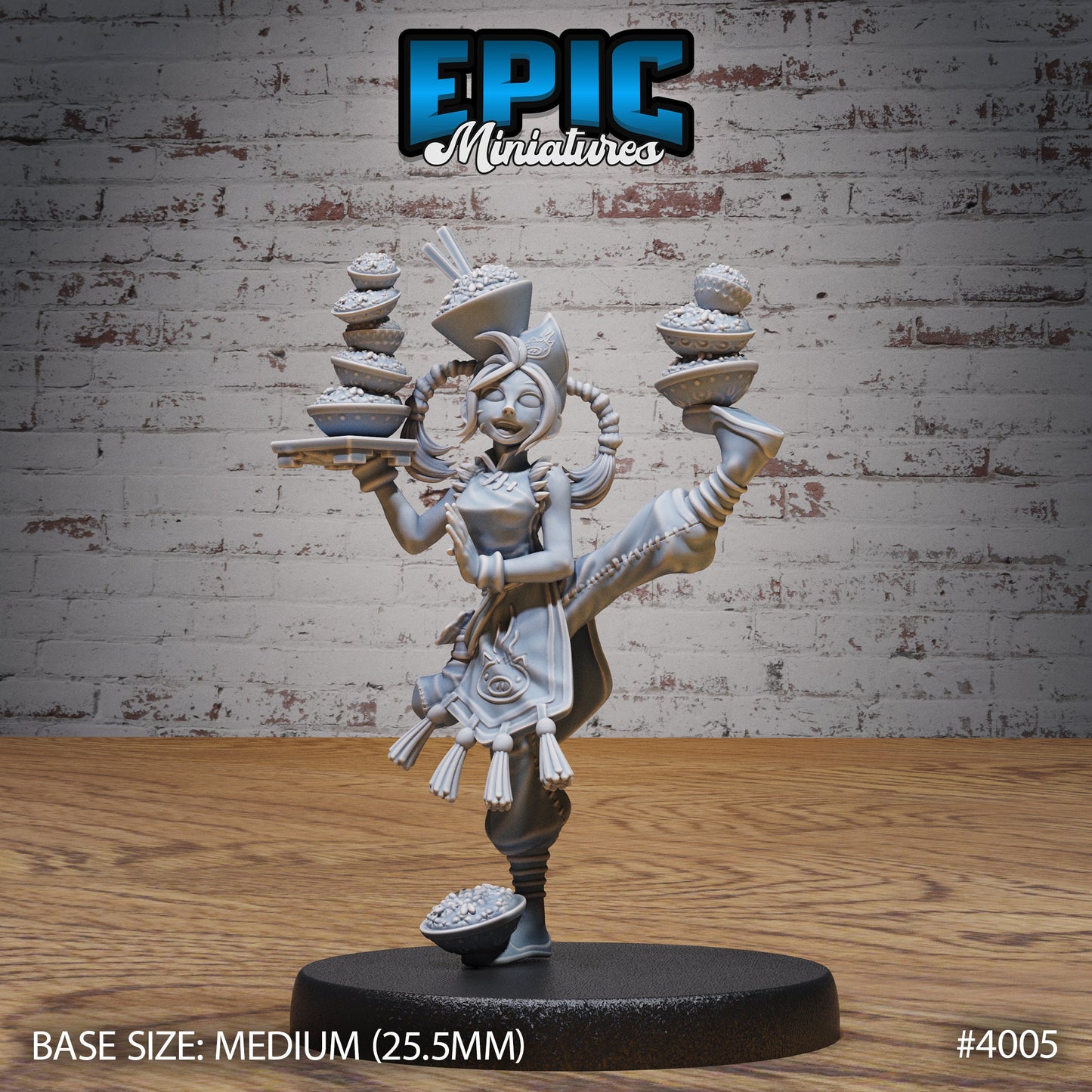 Food Stall VBendor- Epic Miniatures | 32mm | Festival Village | Merchant | Pig Mount | Noodles | Monk
