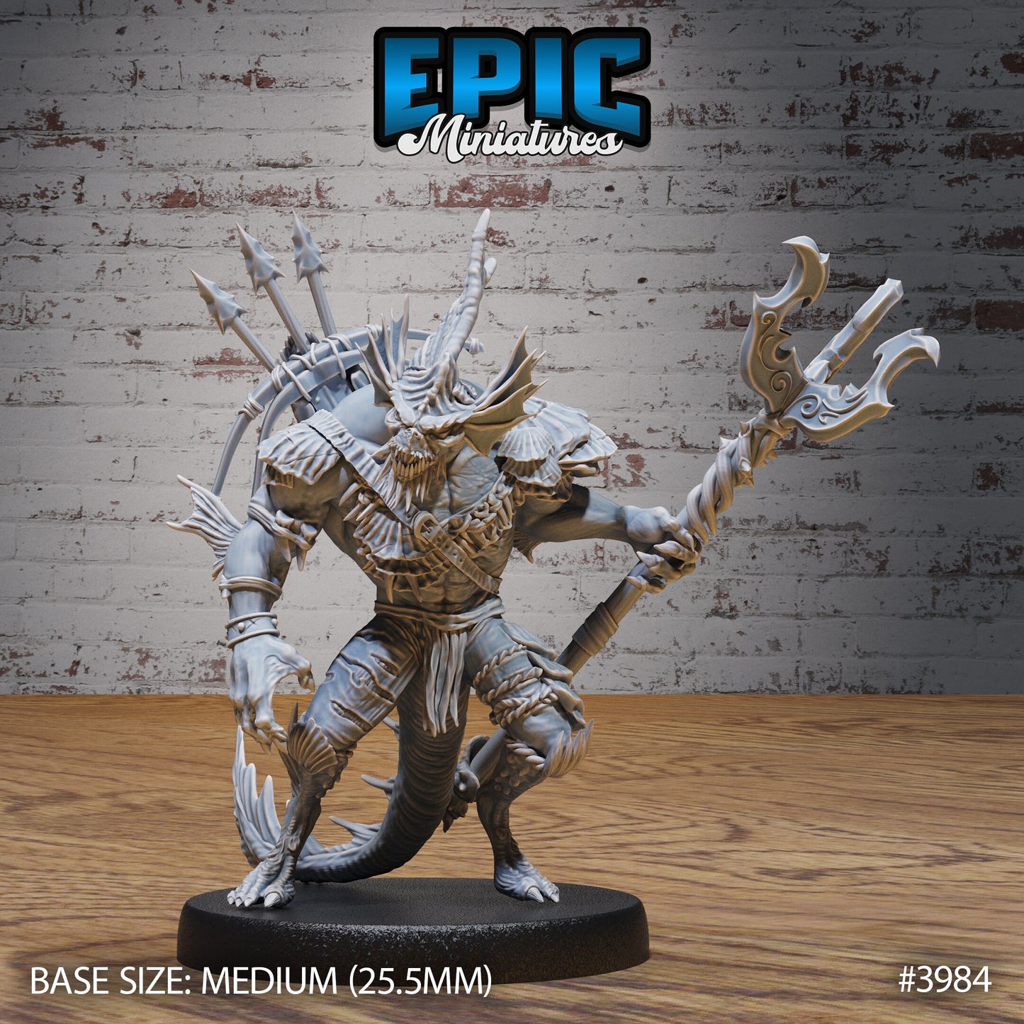 Merfolk Champion - Epic Miniatures | 32mm | Sinister Harbor | Fighter | Warrior | Lord | Anglerfish Mount
