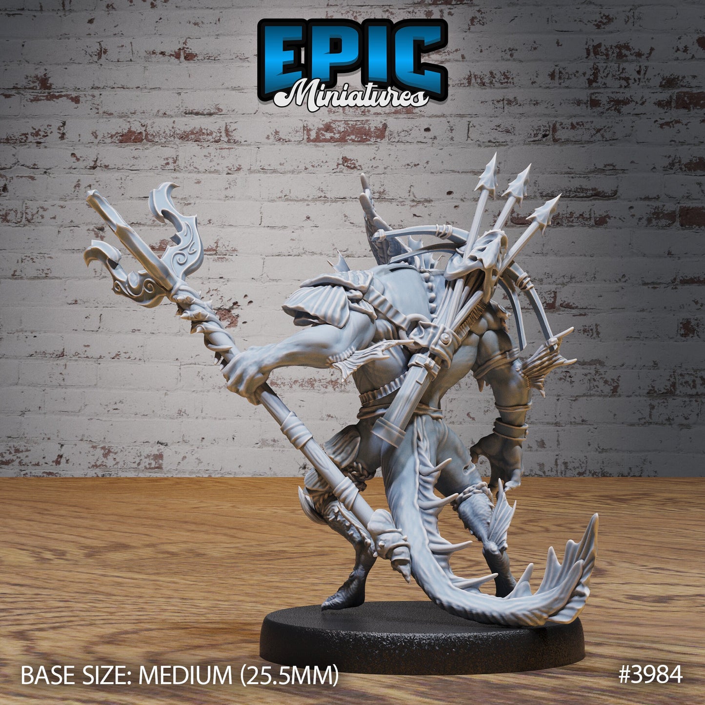 Merfolk Champion - Epic Miniatures | 32mm | Sinister Harbor | Fighter | Warrior | Lord | Anglerfish Mount