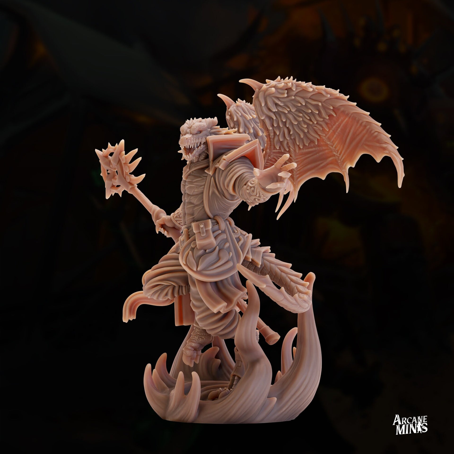 Drekon Seer Wizard- Arcane Minis | 32mm | Dragon Folk | Sorcerer | Mage