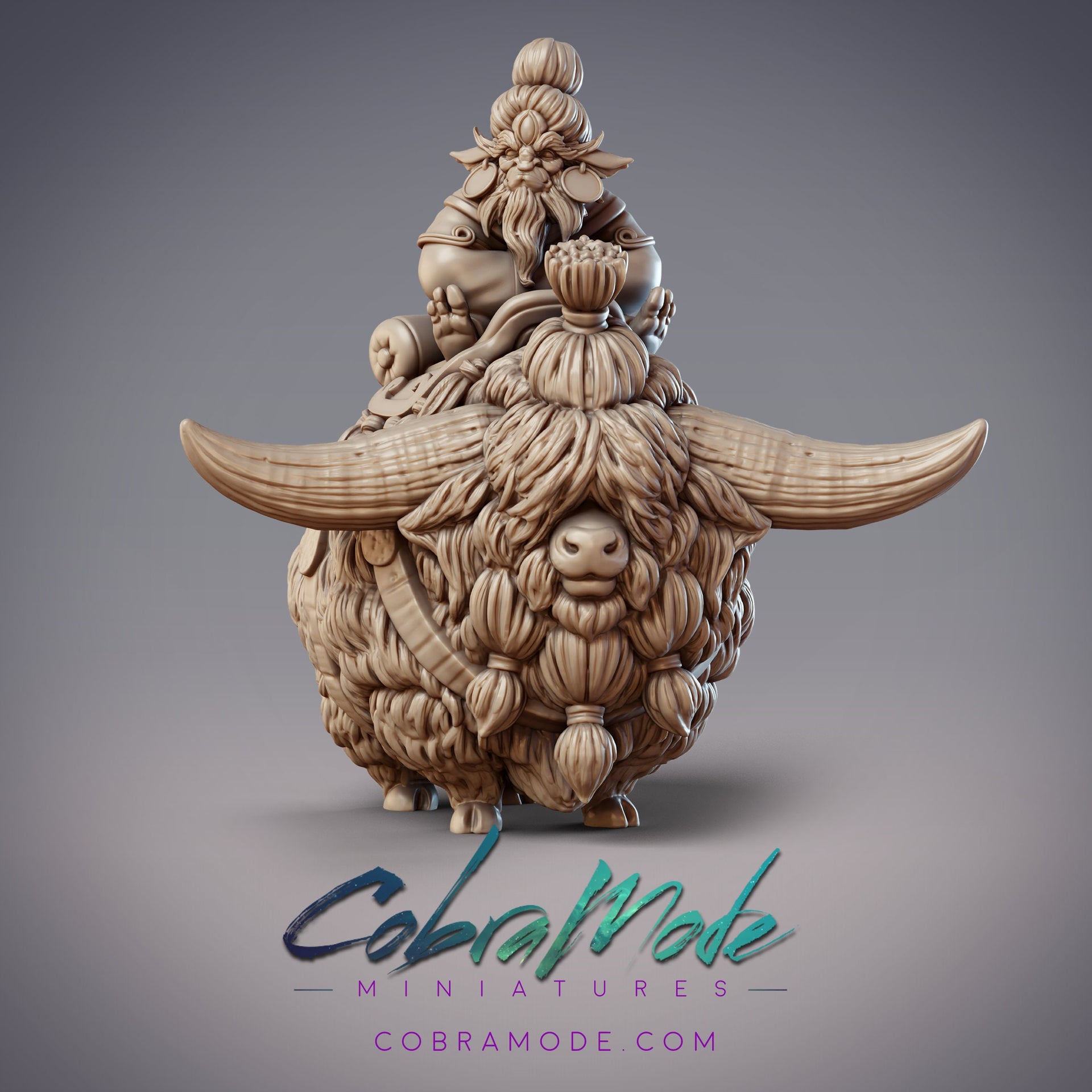 Xueren Master YuWen Hui, Monk Yak Rider - CobraMode | Miniature | Wargaming | Roleplaying Games | 32m