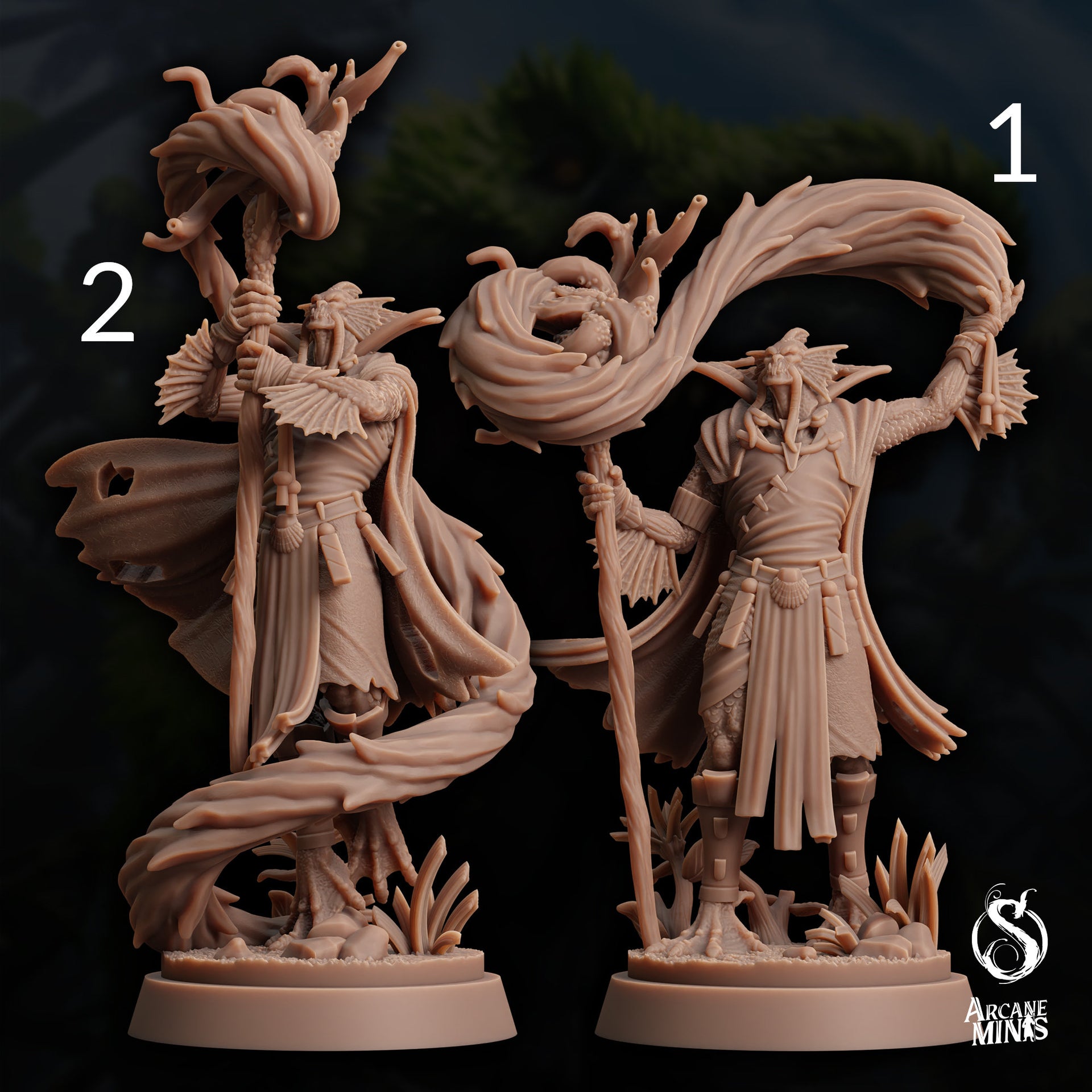 Sahuagin Druid - Arcane Minis | 32mm | Dino Domination | Fishfolk | Sorcerer