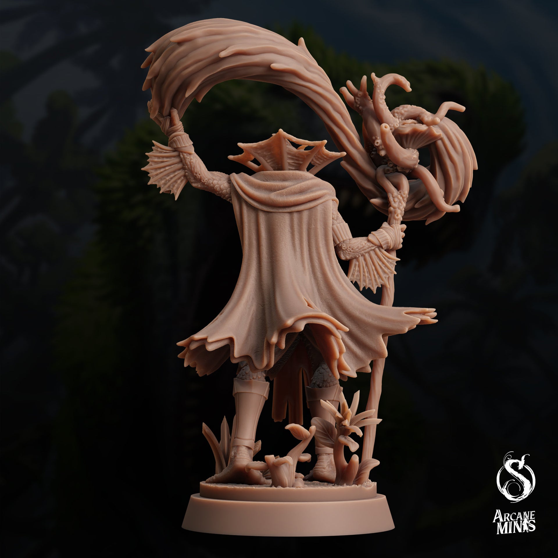 Sahuagin Druid - Arcane Minis | 32mm | Dino Domination | Fishfolk | Sorcerer