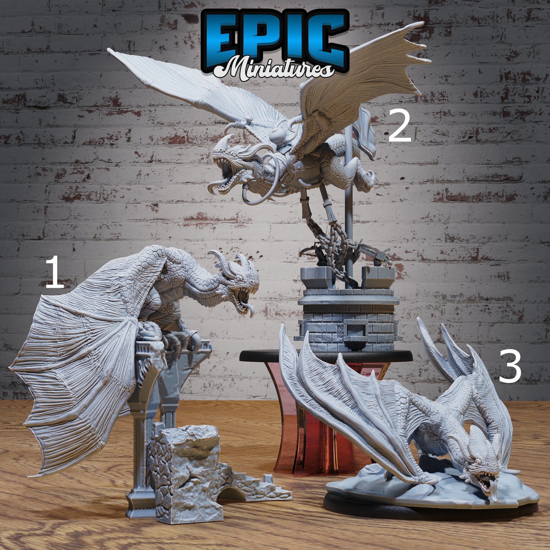 Mountain Wyvern - Epic Miniatures | Dwarf Mountain | 28mm | 32mm | Drake | Mount | Dragon | Ruins