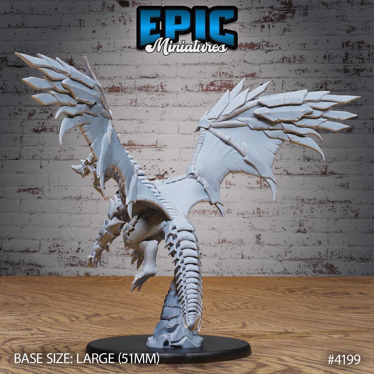 Armored Dragon - Epic Miniatures | Dwarf Mountain | 28mm | 32mm | Red | Flying | Champion