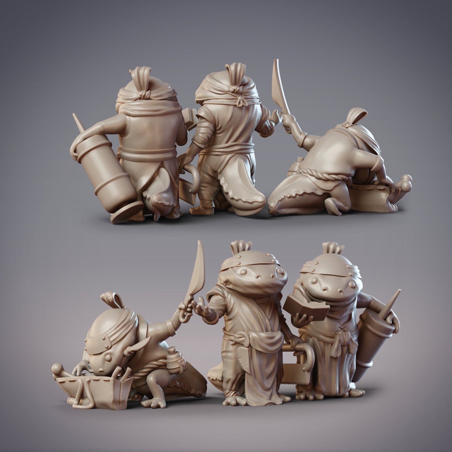 Hanzaki Surgeons - CobraMode | Miniature | Wargaming | Roleplaying Games | 32mm | Shinobi | Axolotl | Doctor | Field Medic