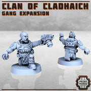 Space Dwarve Gang Expansion, Clan of Cladhaich - Print Minis | Sci Fi | Light Infantry | 28mm Heroic | Apocalypse | Miners | Heavy Weapons