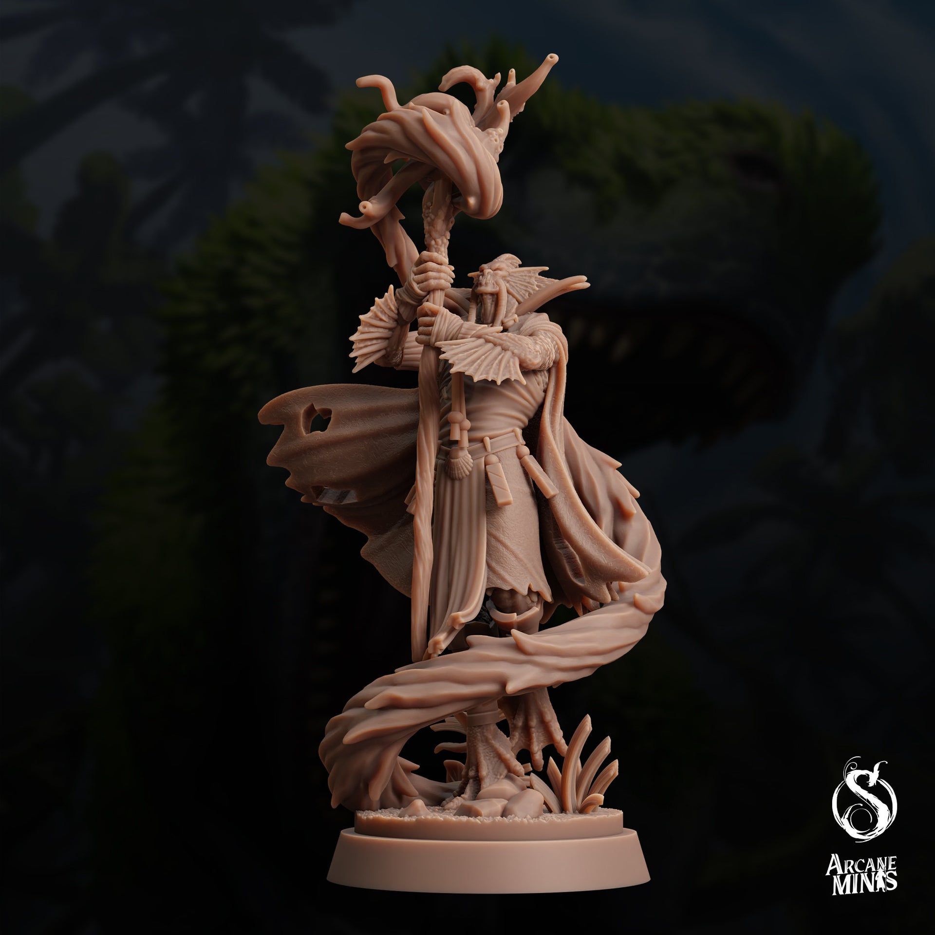 Sahuagin Druid - Arcane Minis | 32mm | Dino Domination | Fishfolk | Sorcerer