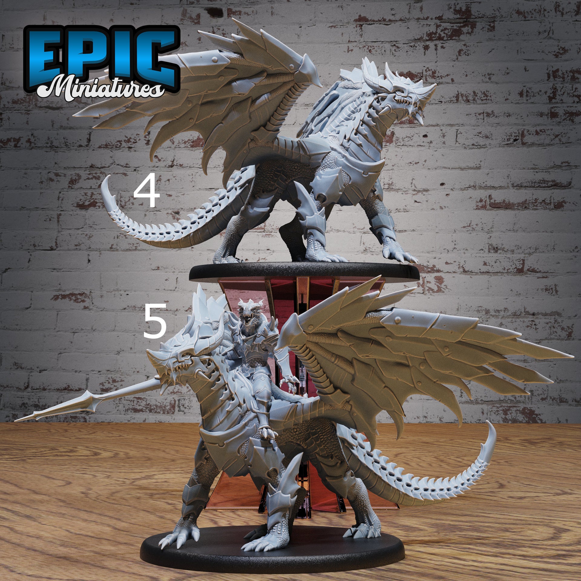 Armored Dragon - Epic Miniatures | Dwarf Mountain | 28mm | 32mm | Red | Flying | Champion