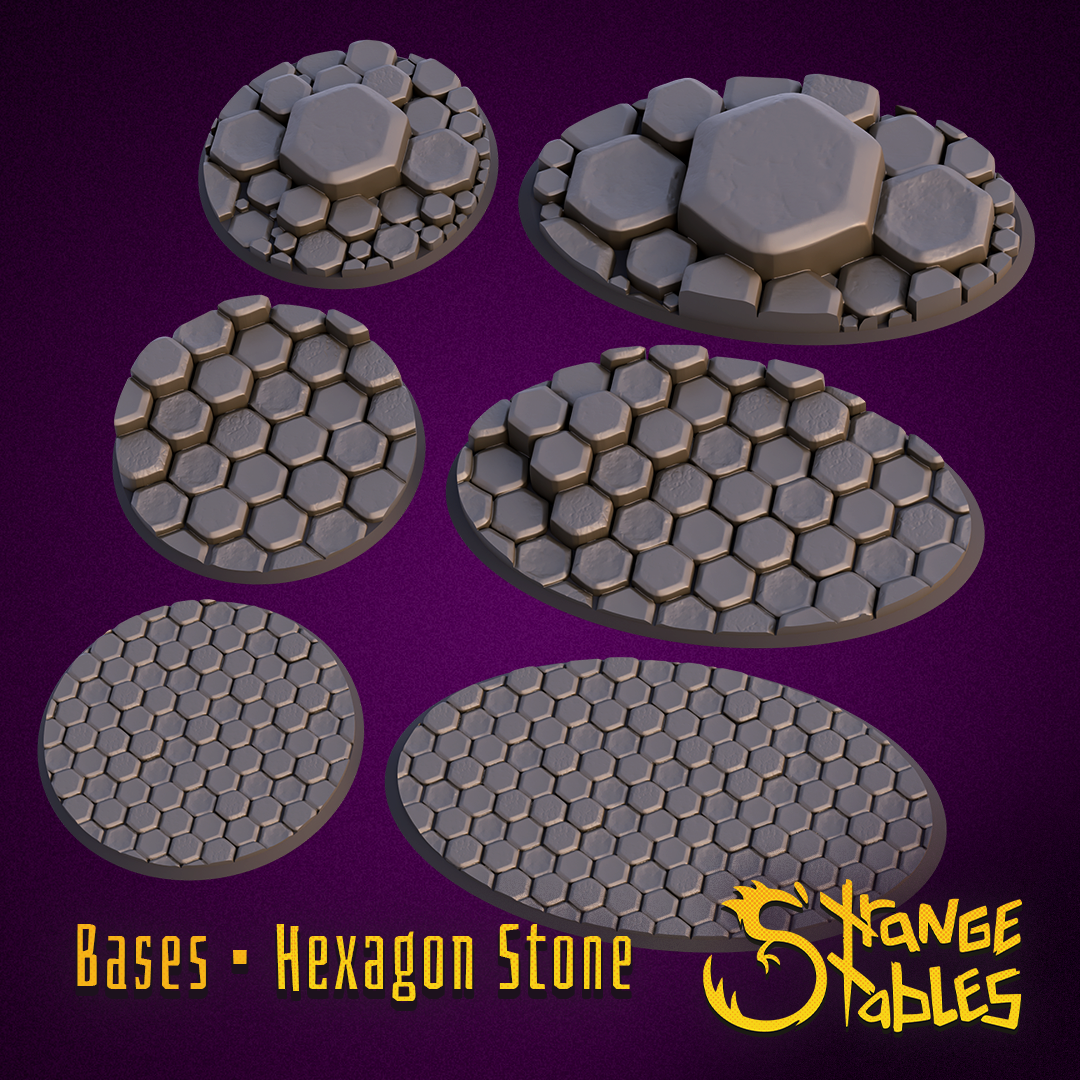 Hexagon Stone Bases - Strange Stables