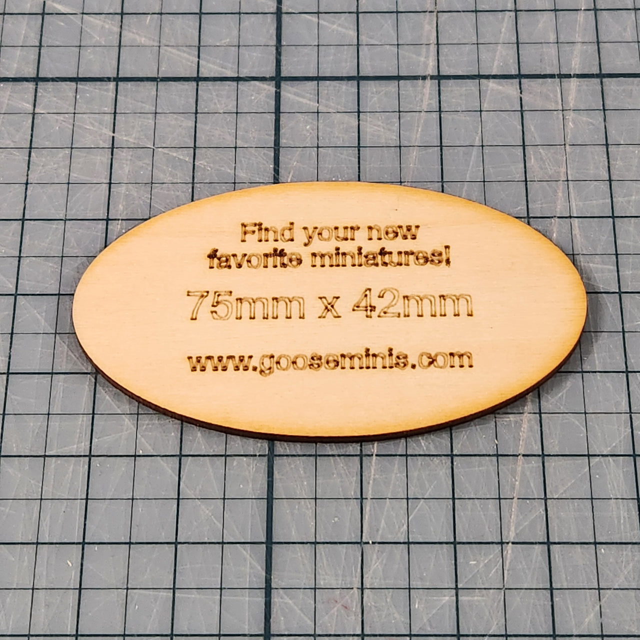 Miniature Bases - 75x42mm Oval, 3mm thick Plywood