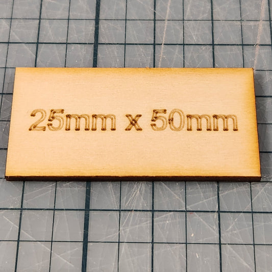 Miniature Bases - 25x50mm Rectangle, 3mm thick Plywood