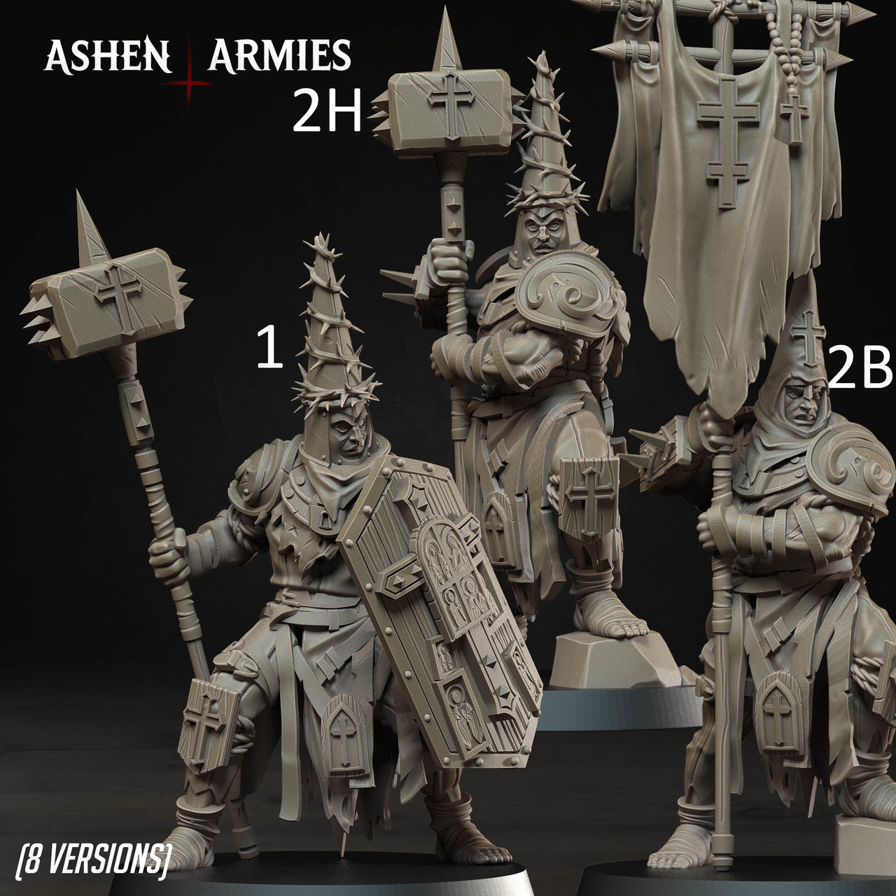 Pilgrim, Hammer and Shield. Holy Cult Soldiers. Bleeding Procession - Ashen Armies