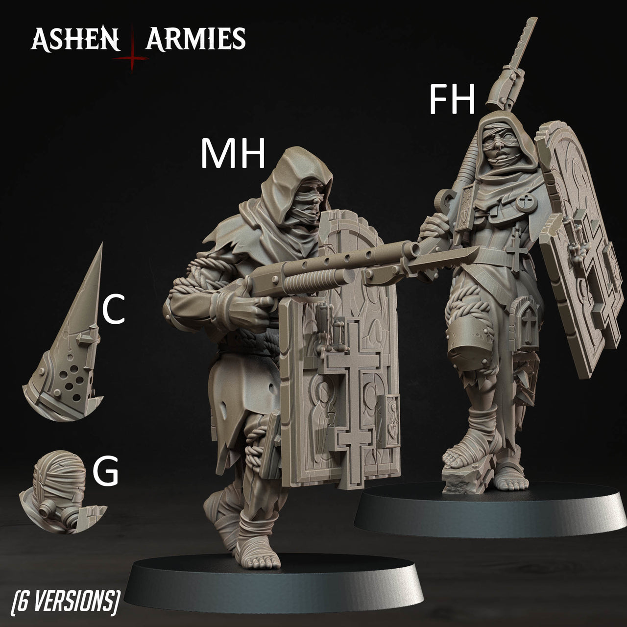 Pilgrim, Shotgun and Shield. Holy Cult Soldiers. Bleeding Procession - Ashen Armies