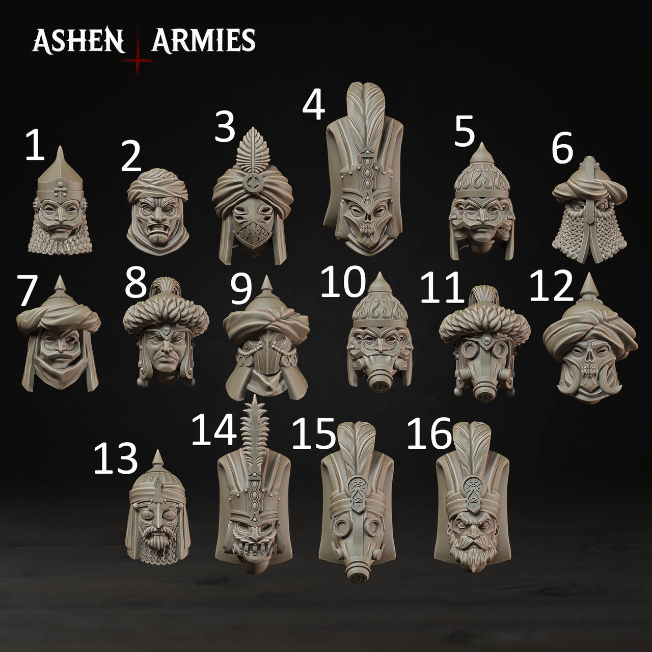 Persian Empire Modular Heads. Gidled Dominion - Ashen Armies