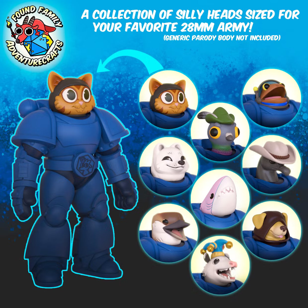 Cartoony Animal Modular Heads - Found Family Adventurecrafts | 28mm Scale