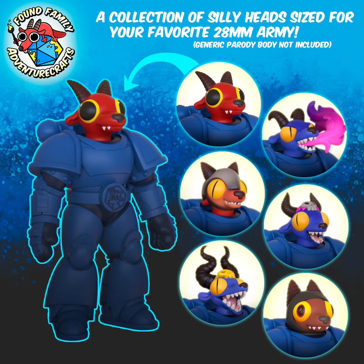 Cartoony Kobolds Modular Heads - Found Family Adventurecrafts | 28mm Scale