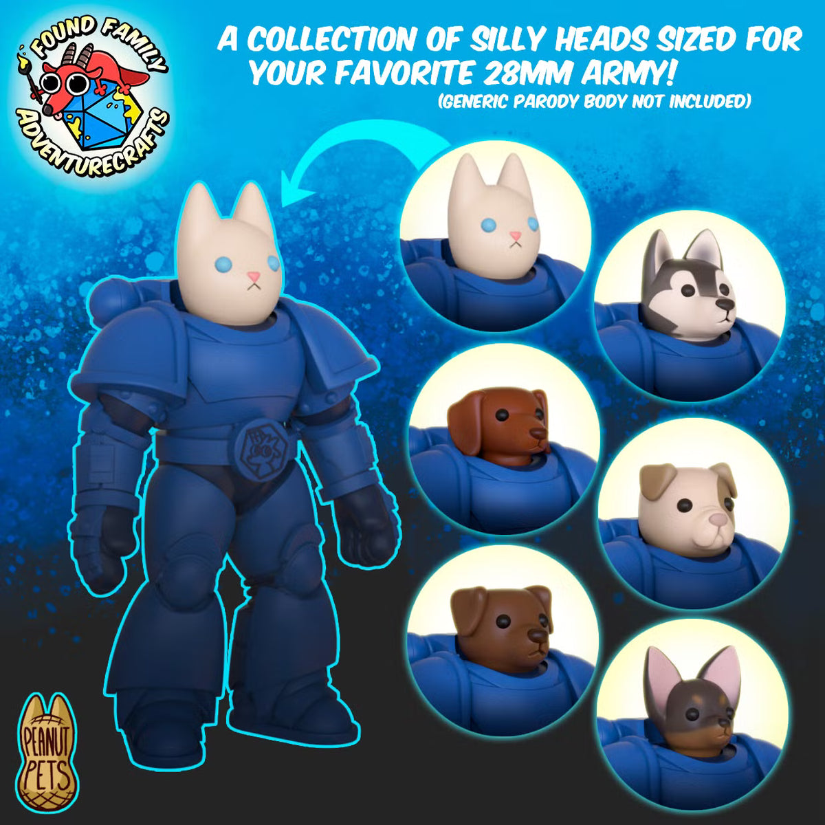 Cat and Dog Modular Heads - Found Family Adventurecrafts | 28mm Scale