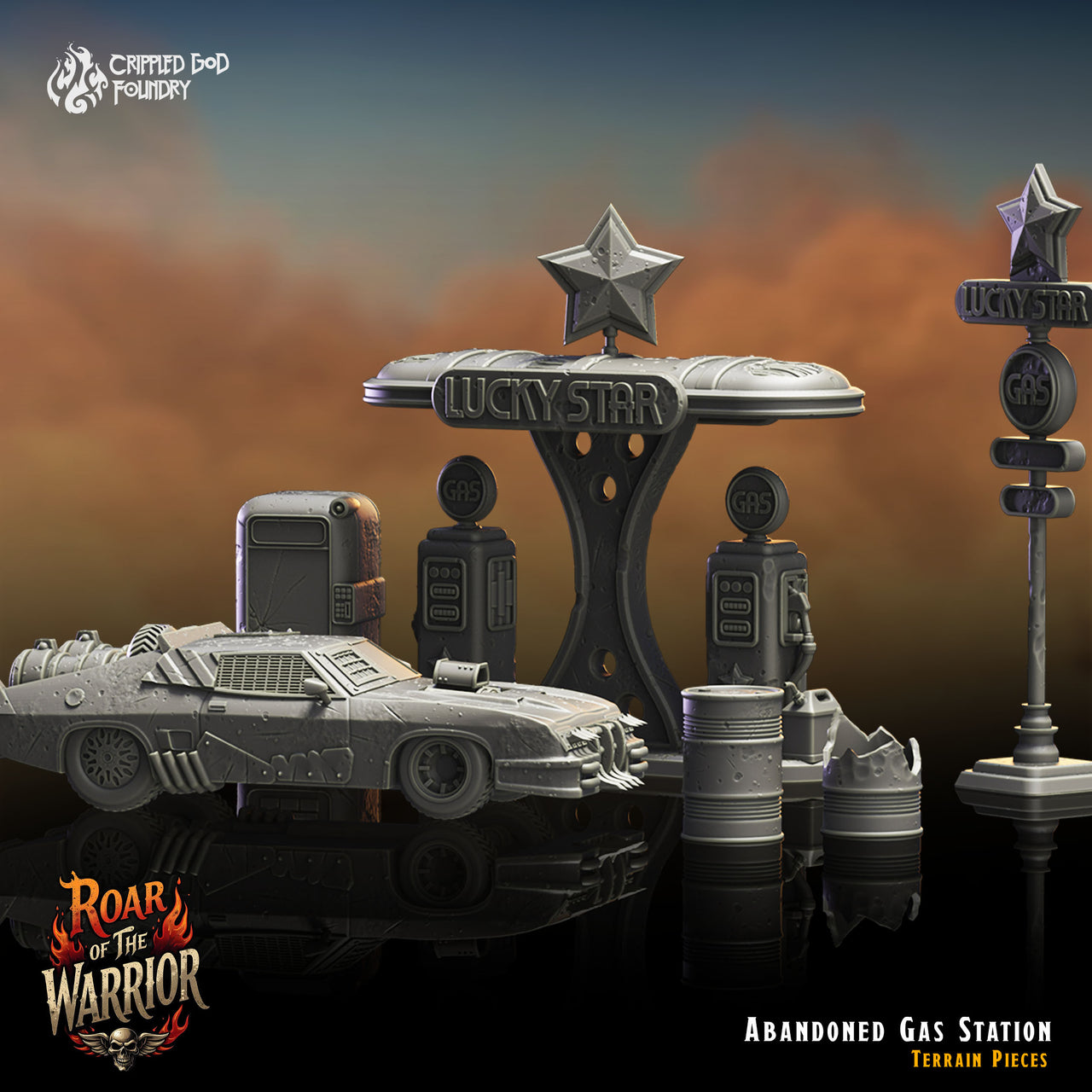Abandoned Gas Station Terrain Pieces - Crippled God Foundry