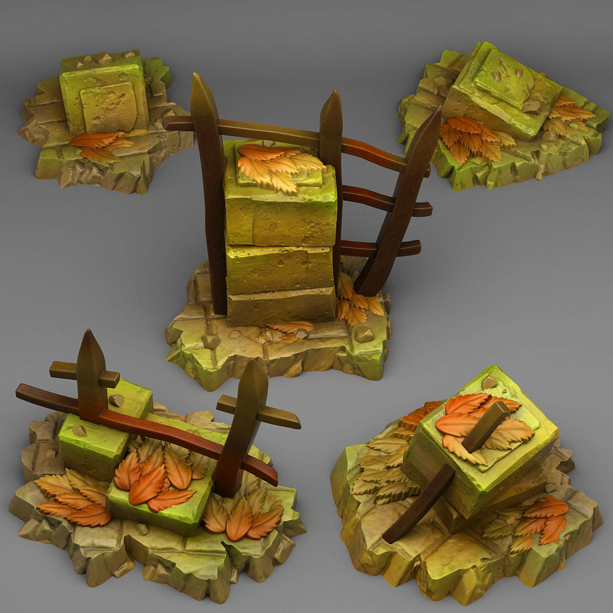 Autumn Ruins Scatter Terrain - Fantastic Plants and Rocks