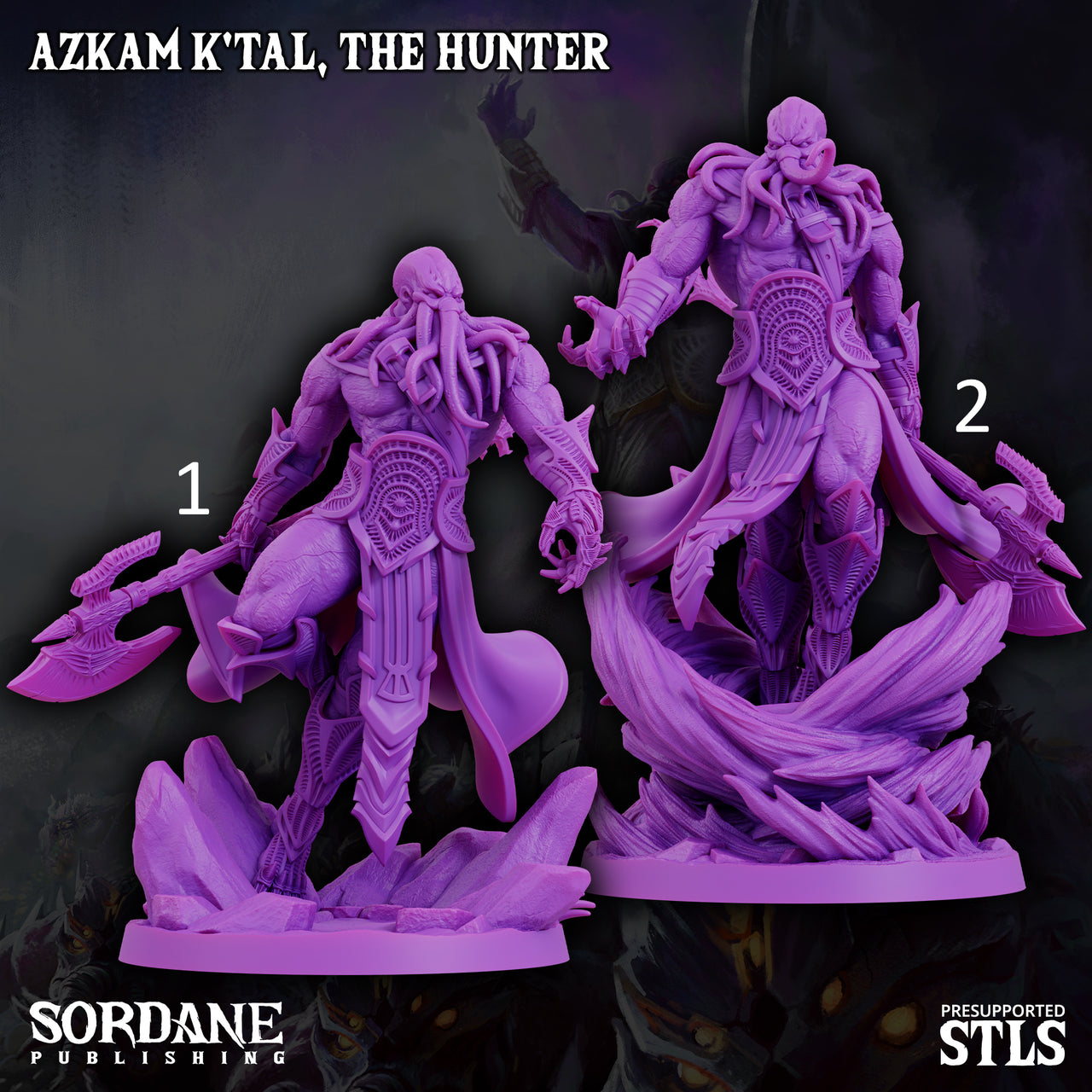 zkam K'tal, The Hunter. Tentacle Faced Barbarian - Sordane Publishing
