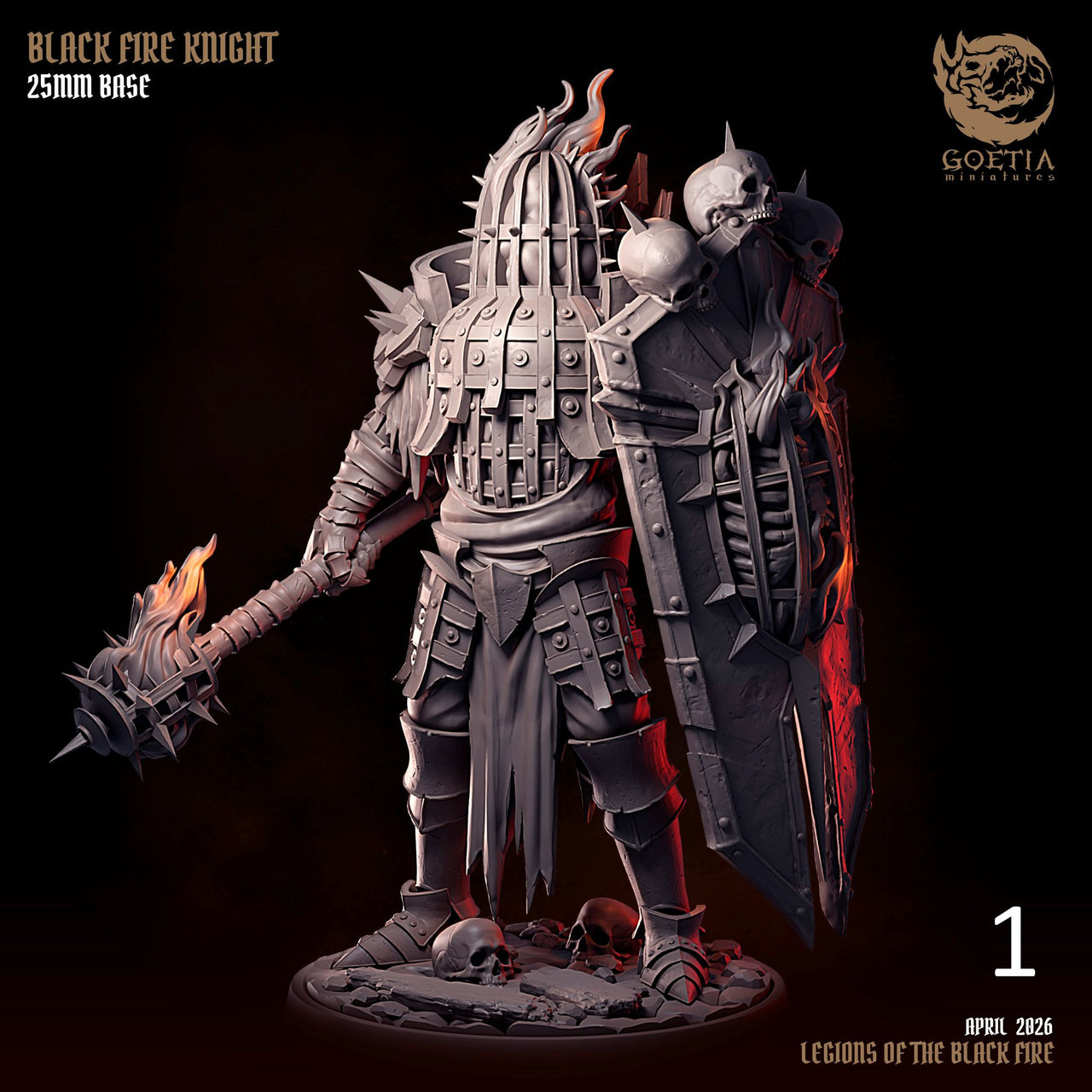 Black Fire Knight. Elemental Torch Soldier - Goetia Miniatures