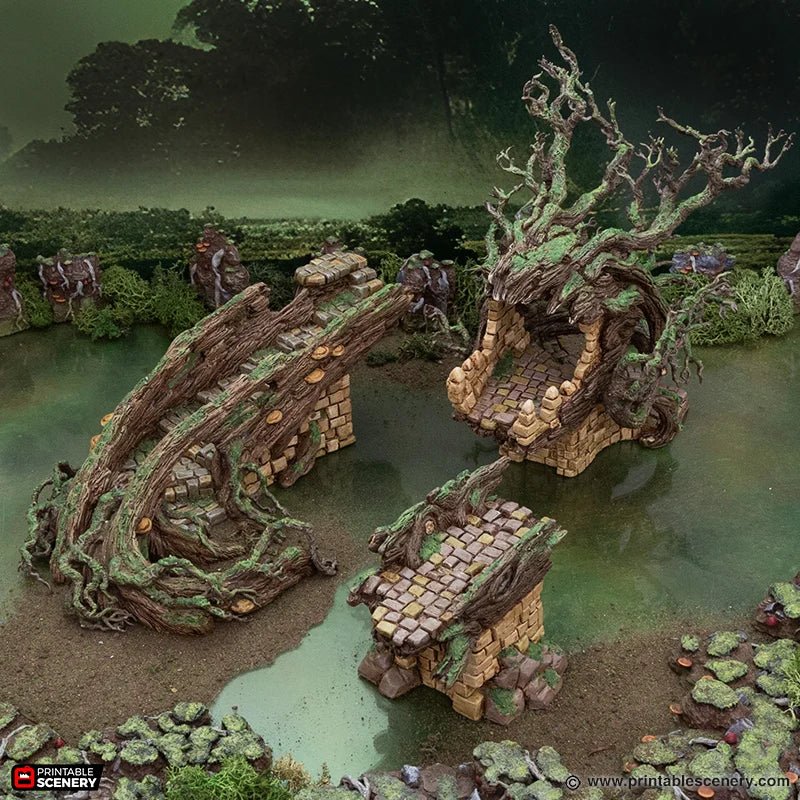 Brackencourt Bridge. Wooden Ruins, 15mm, 28mm, 32mm, HO and OO Scale - Printable Scenery (Copy)