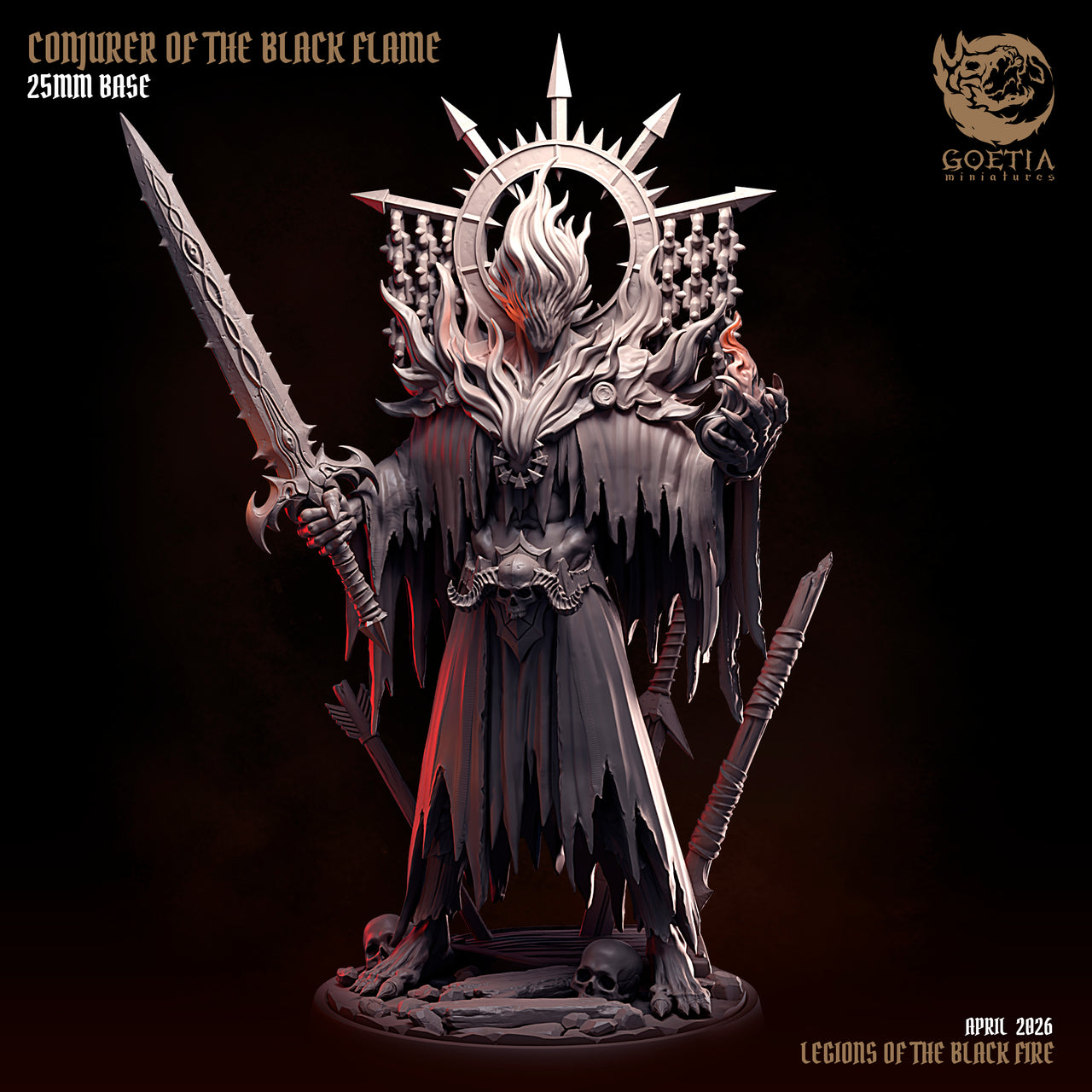 Conjurer Of The Black Flame. Elemental Demon Sorcerer - Goetia Miniatures