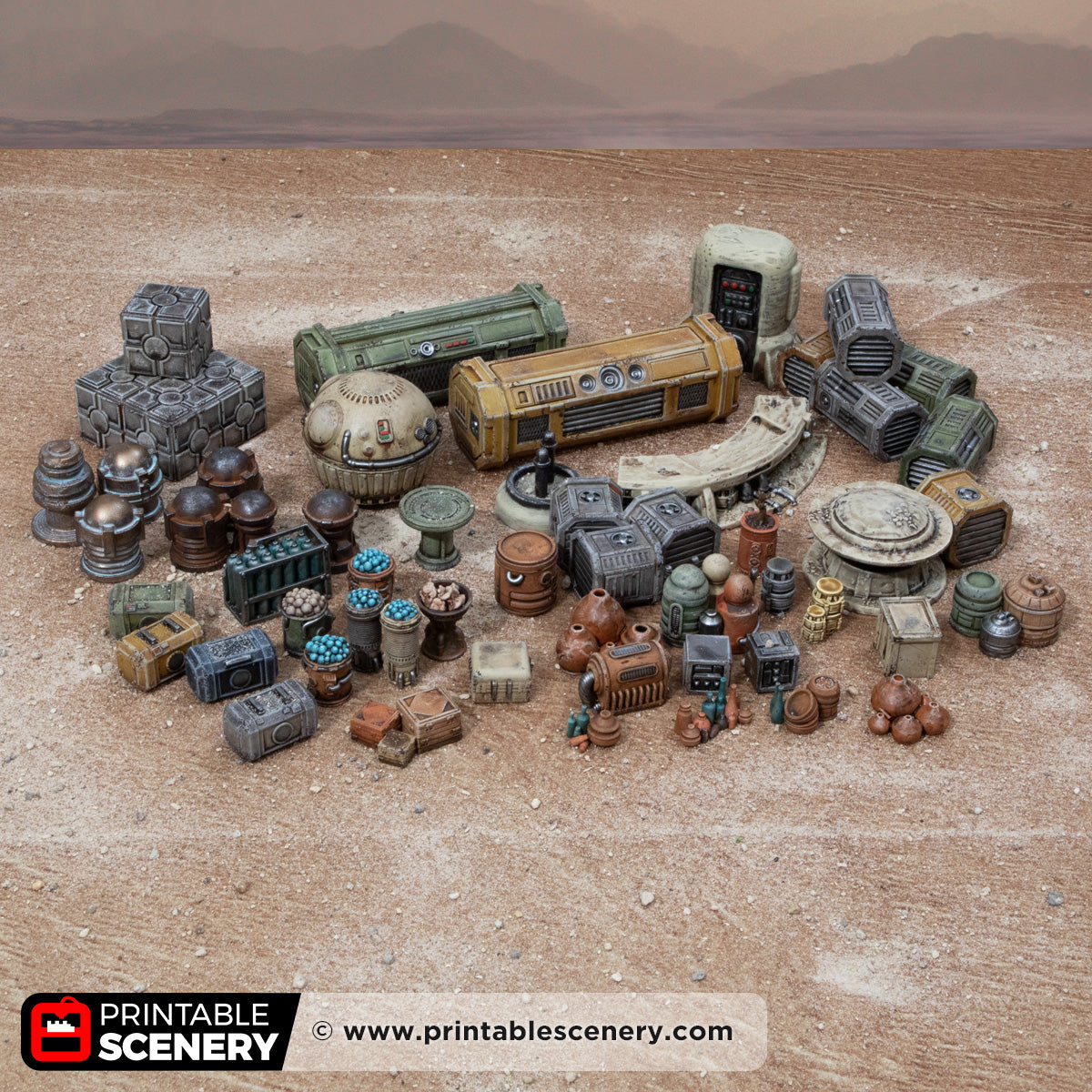 Desert Planet Scatter. Desert Outpost, 15mm, 28mm, 32mm, HO and OO Scale - Printable Scenery (Copy)