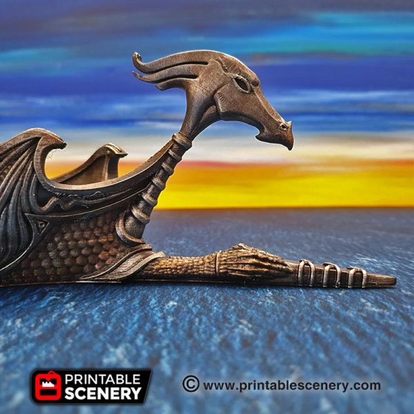 Dragon Galley, Elven Ship. 28mm, 32mm. Complete Elves - Printable Scenery